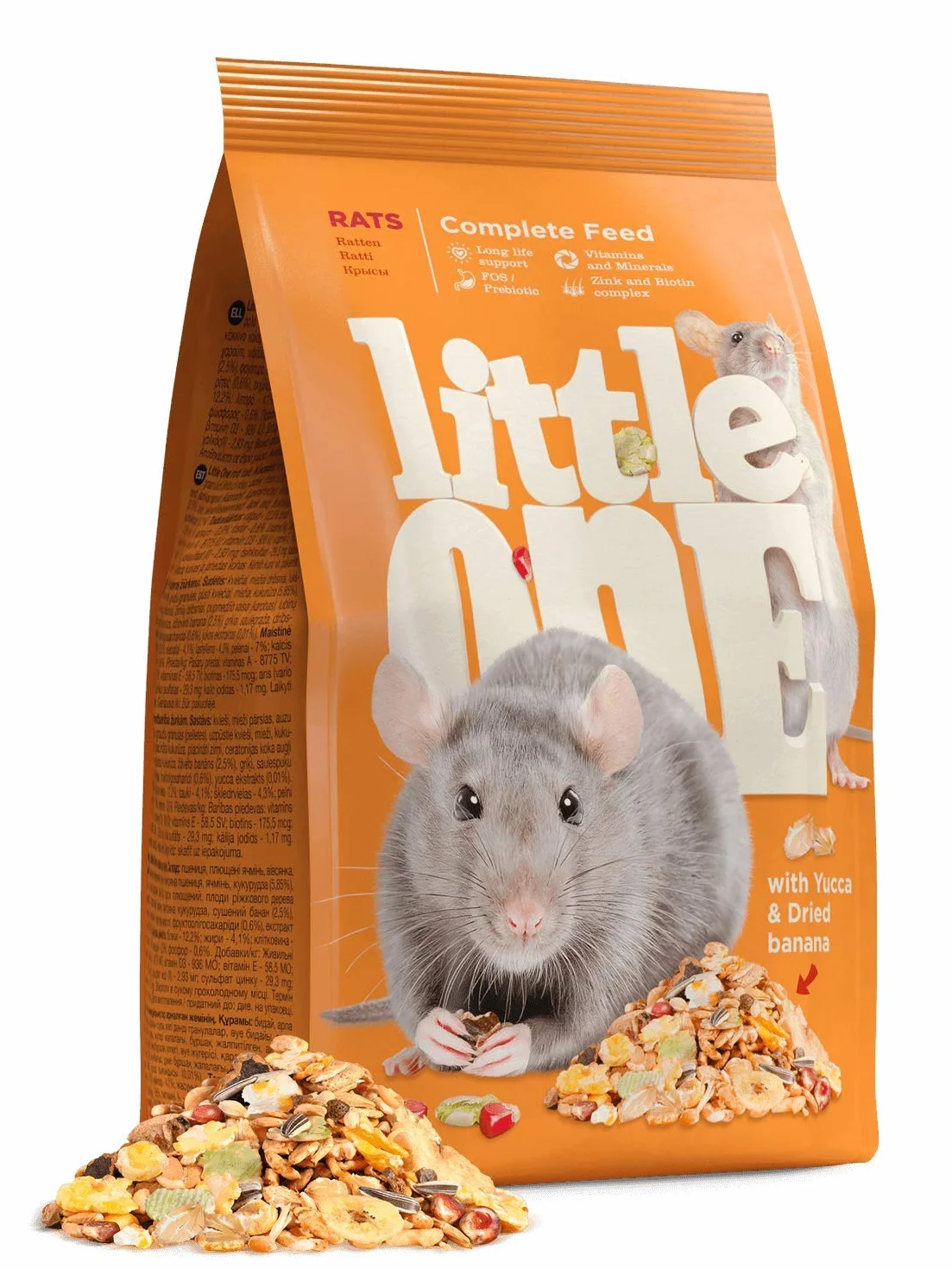 Little One Szczury dwupak 2 x 900 g pełnoporcjowa karma dla szczurów z gryką i owsem