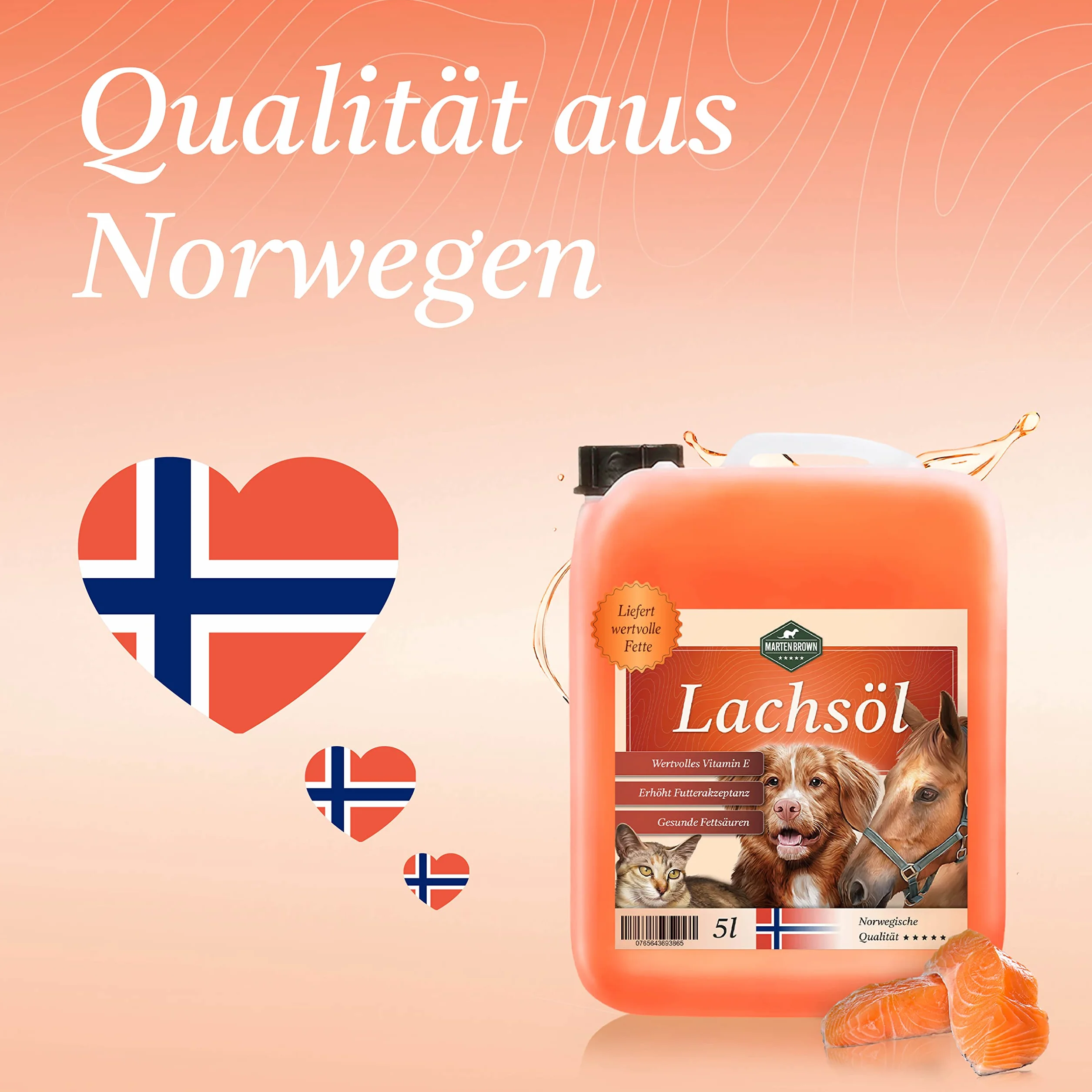 Olej z łososia norweskiego 5L dla psów, koni i kotów Martenbrown®