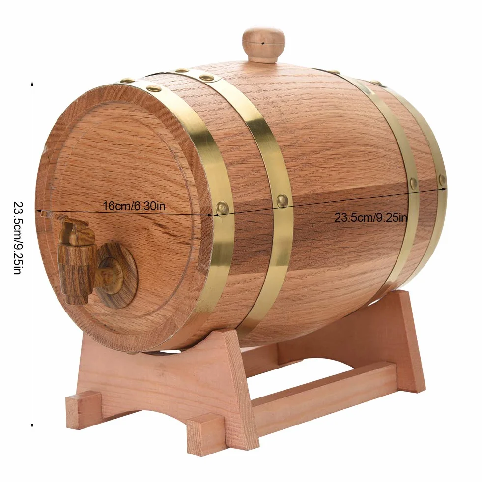Dozownik beczek na wino w stylu vintage, z drewna dębowego, pojemność 3 l, nadaje się do whisky, bourbona, tequili