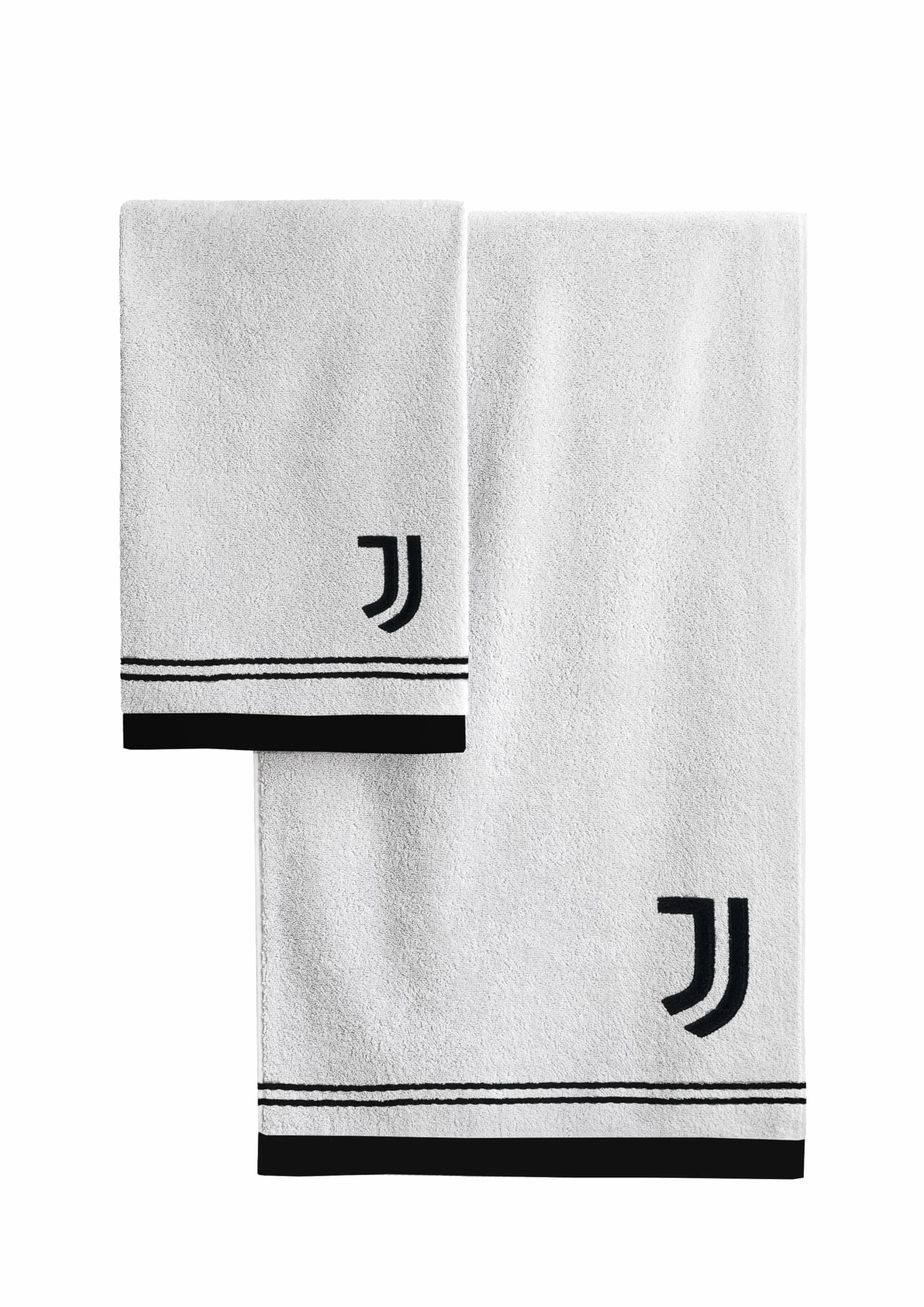 Juventus ręczniki kąpielowe, zestaw 2 ręczników kąpielowych, ręcznik do twarzy, ręcznik bidet, oficjalny produkt, 100% bawełna, 2-częściowy zestaw, biały czarny