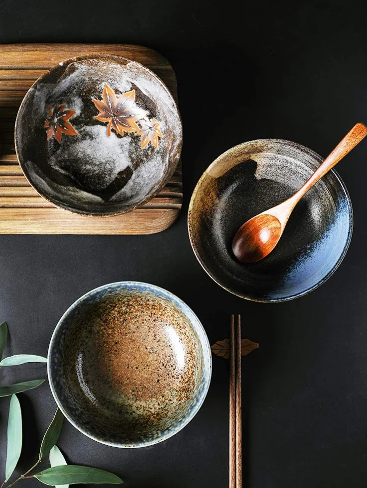 Ceramiczna miska ramenowa w stylu japońskim, duża miska do serwowania, ceramiczne naczynia do serwowania, zupa salad, miska do mieszania owoców, miski na płatki śniadaniowe i makaron