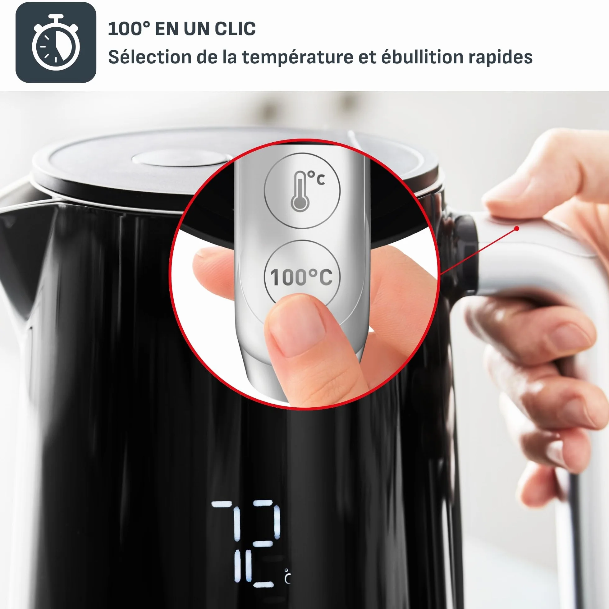 Tefal KO8508 Smart & Light Czajnik Elektryczny pojemność 1.7 l, cyfrowy wyświetlacz, opcje wyboru temperatury wody