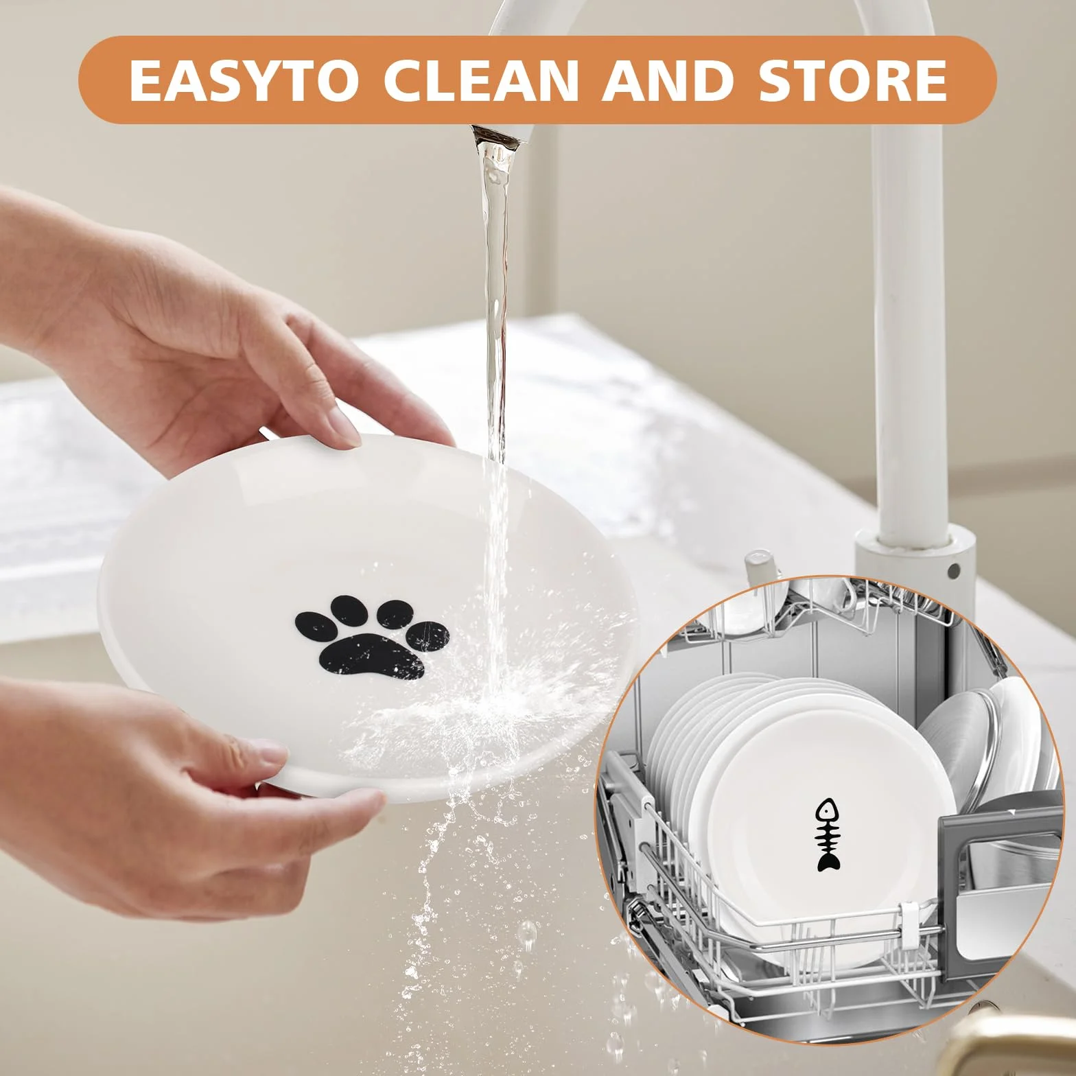TRUEIN Ceramiczna miska dla kota, 3-częściowa miska dla kota, płaskie miski dla kota, karma dla kota, łagodzi zmęczenie Whiskers, talerz dla kota dla psa, do suchej lub mokrej karmy i wody
