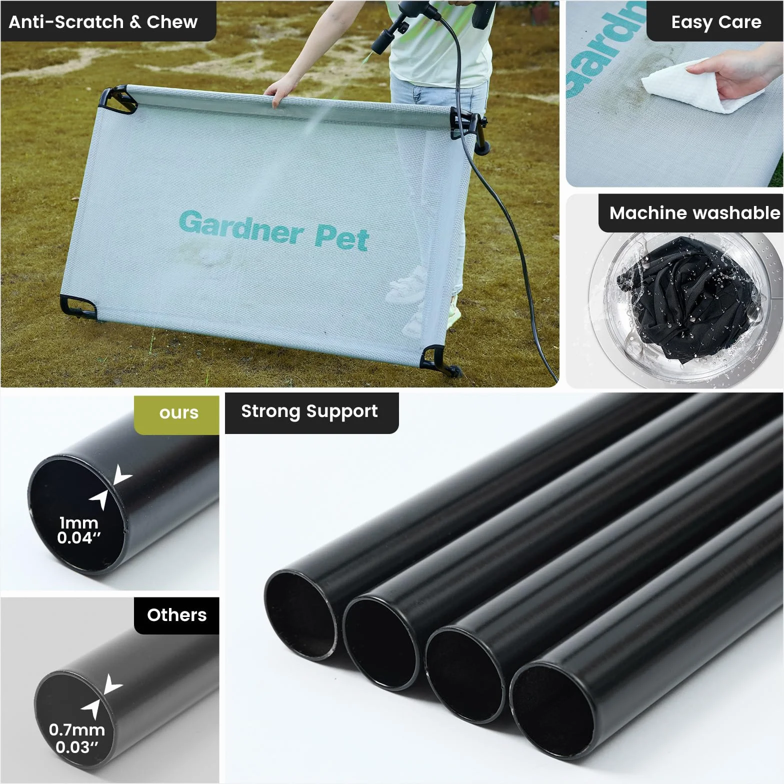 Gardner Pet Podwyższone Legowisko dla Psa z 3-stronną Barierką, Przenośne Chłodzące