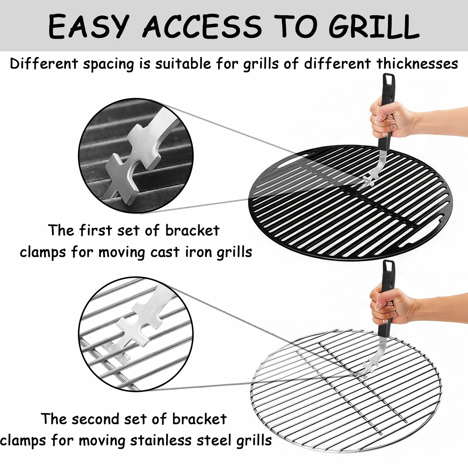 2 Sztuk Wielofunkcyjne Narzędzia Grillowania Grill Stali Nierdzewnej Odporna Ciepło Ochrona Uchwytu Poślizgowego Akcesoria Grillowania Uniwersalne Grill Stali Nierdzewnej Domowe Przyjęcia