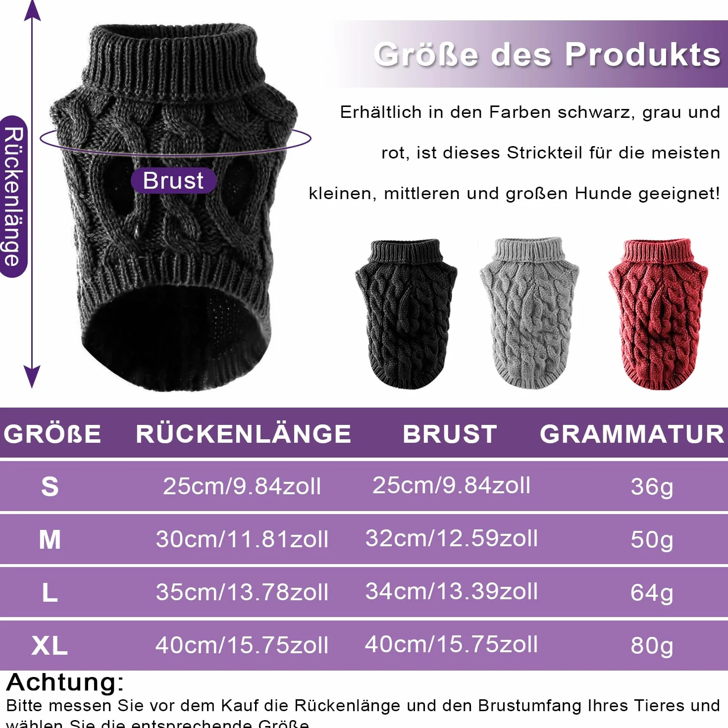 Voarge Sweter dla psa do robienia na drutach, sweter z dzianiny ciepły sweter, odzież zimowa dla psów, rozmiar buldog francuski, Chihuahua jamnik (czerwony, M)