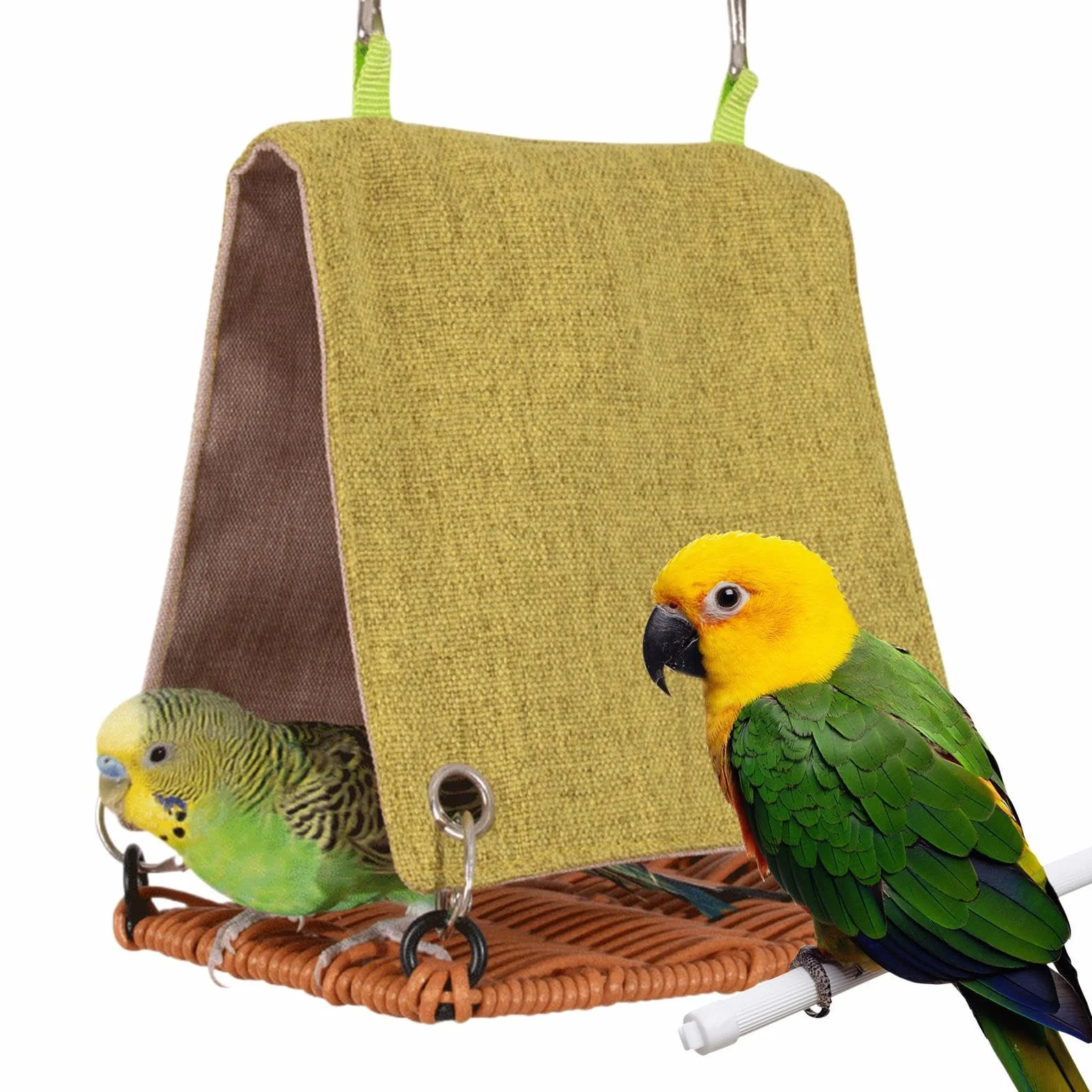 Rattan Swing Bird Hut Hammock 5.91x3.94x5.51 inches Cozy Nest Cage Accessory for Lovebirds Parakeets Cockatiels Budgies