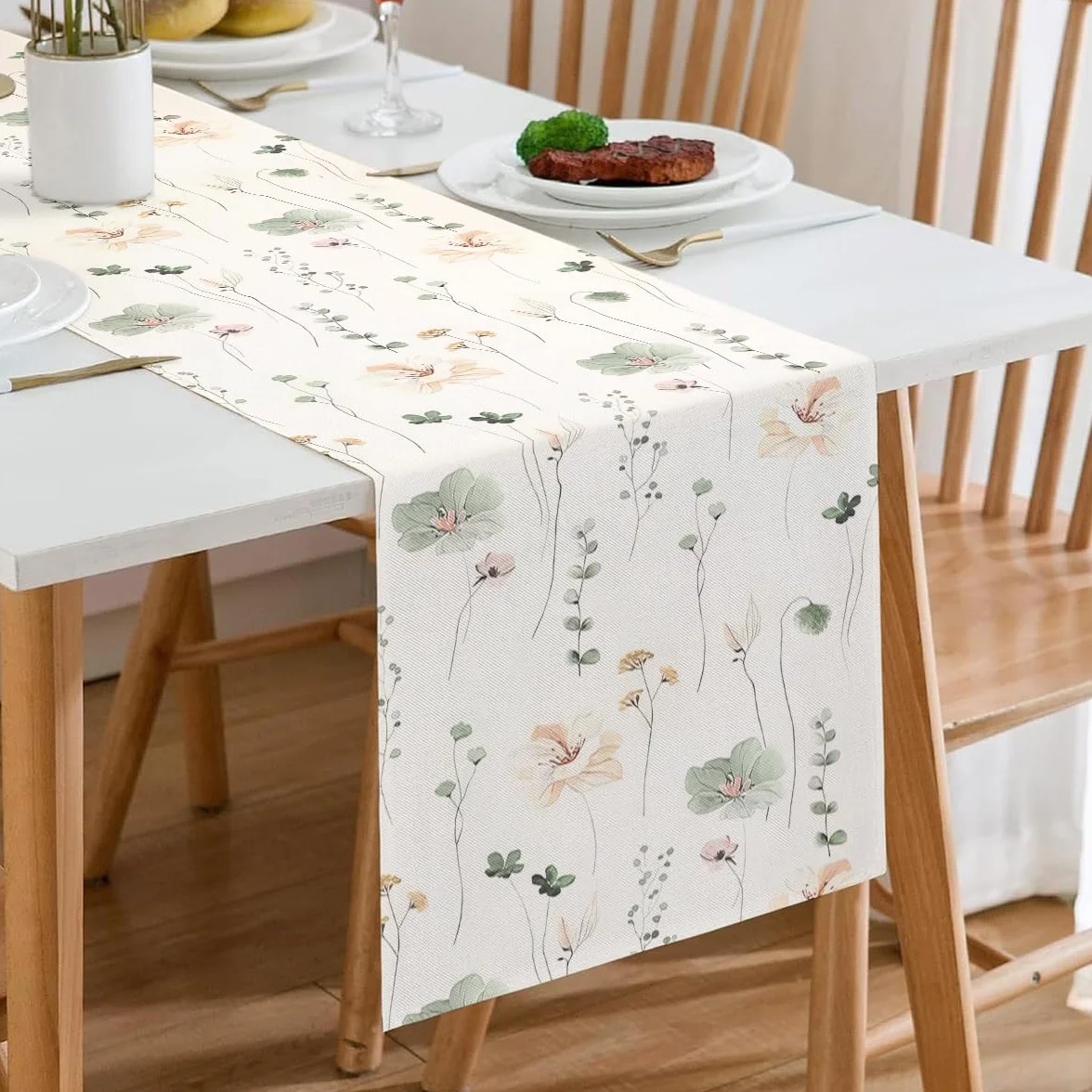 Bieżnik na stół, nowoczesny, na wiosnę, lato, 40 x 140 cm, zmywalny, styl dworkowy, lniany bieżnik na stół, bieżnik na stół, dekoracja do salonu, na zewnątrz, na imprezę, na zewnątrz