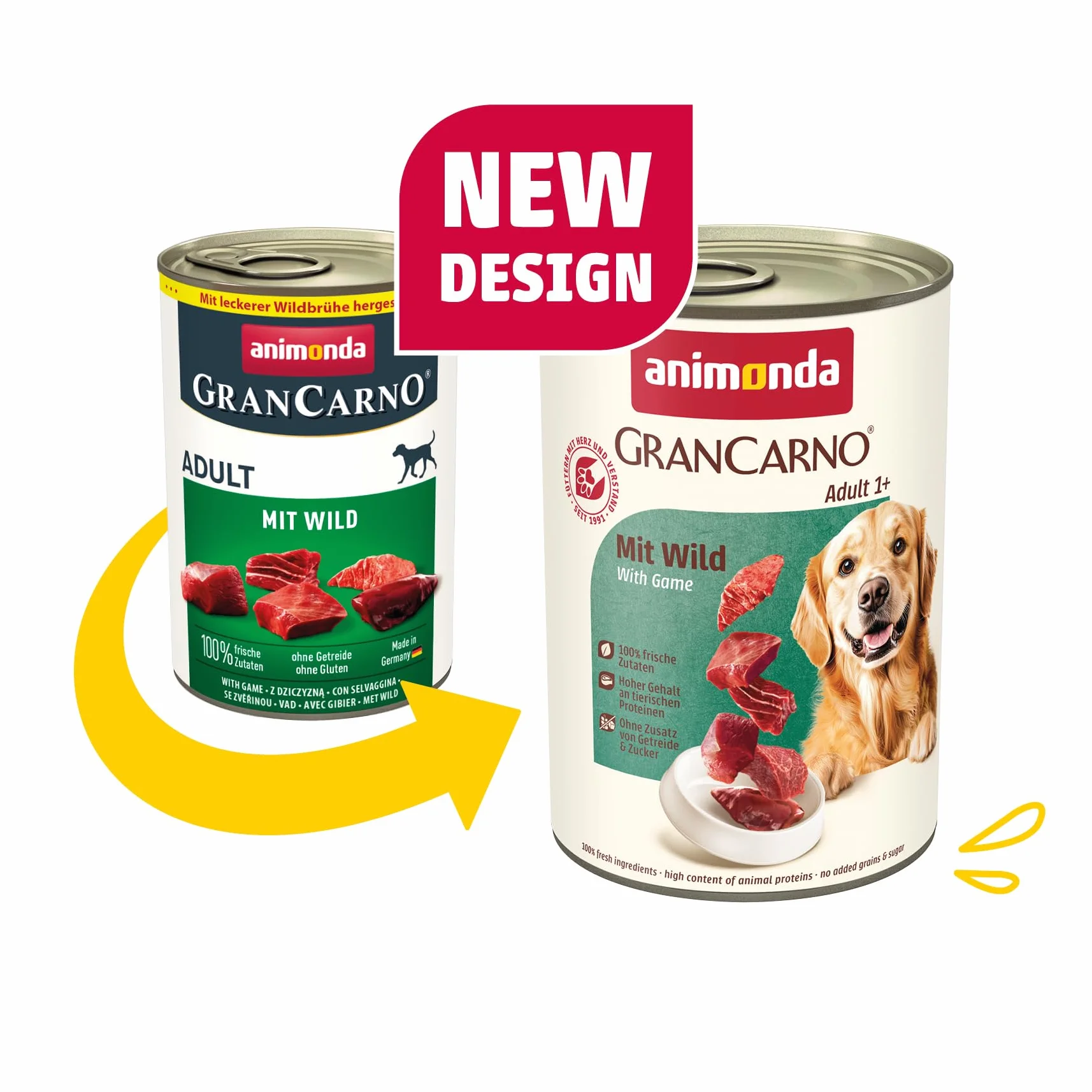 animonda Grancarno mokra karma dla psów z dziczyzną (6 x 400 g), bezzbożowa karma dla psów bez cukru, dla dorosłych psów, ze świeżymi mięsistymi składnikami