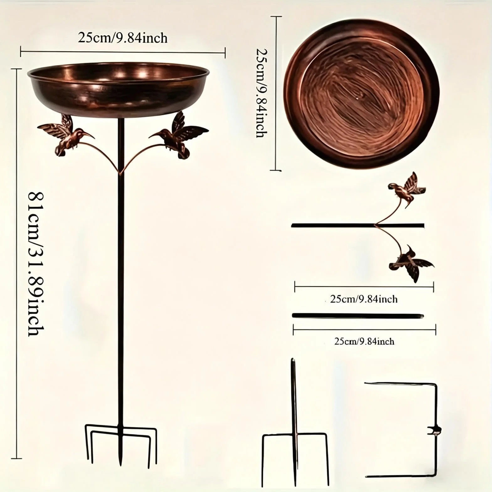 Bird Bath Nectar Station - Outdoor Sipper for Gardeners Homeowners Nature Lovers Backyard Patio Deck Courtyard Lawn Front Yard Park | Ceramic Resin Basin Perch Flower Leaf Design Water Feed Function