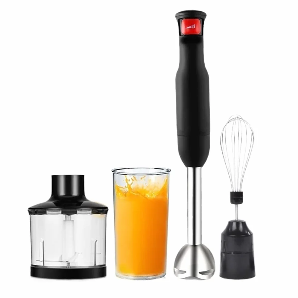 Blender ręczny zanurzeniowy, zestaw mikserów ręcznych 3 w 1, trzonek i ostrza blendera ręcznego ze stali nierdzewnej, ostrza ze stali nierdzewnej 304, bez BPA, narzędzie kuchenne