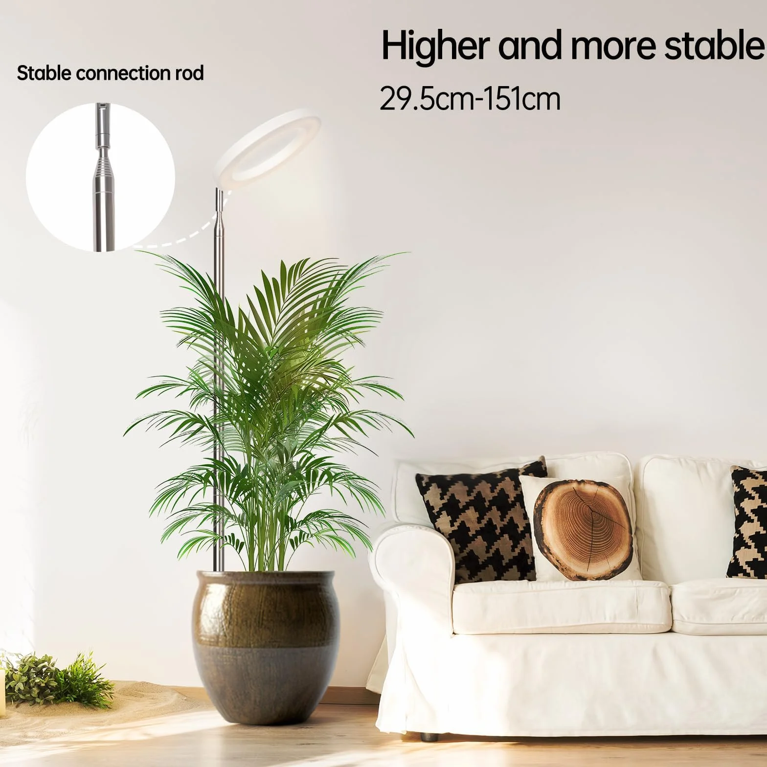Lampa Roślinna Led Full Spectrum dla Roślin Domowych, Wysokość Regulowana do 148 cm, Wyposażony w 72 Diody Led, 3-Stopniową Regulację Jasności, Timer 3/9/12 Godzin