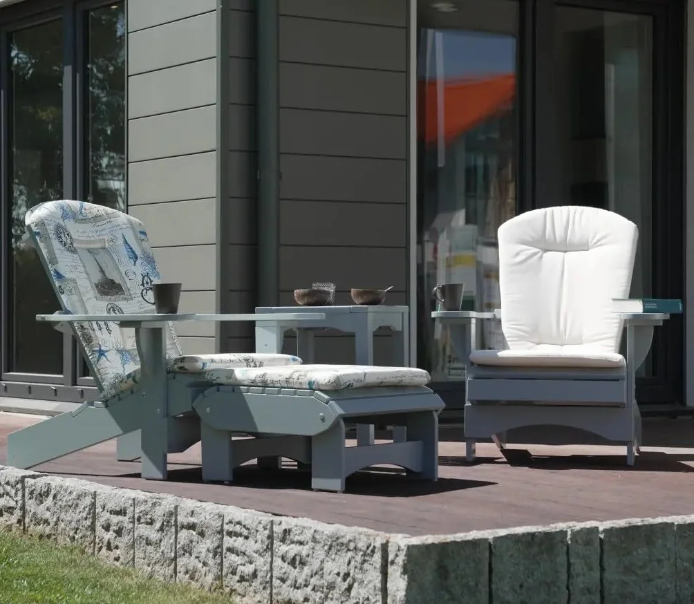 Original Dream-Chairs since 2007 Krzesło Adirondack "Comfort” de luxe w kolorze szarym, krzesło relaksacyjne z ergonomicznym oparciem, krzesło ogrodowe na balkon, taras, maksymalne obciążenie 170 kg