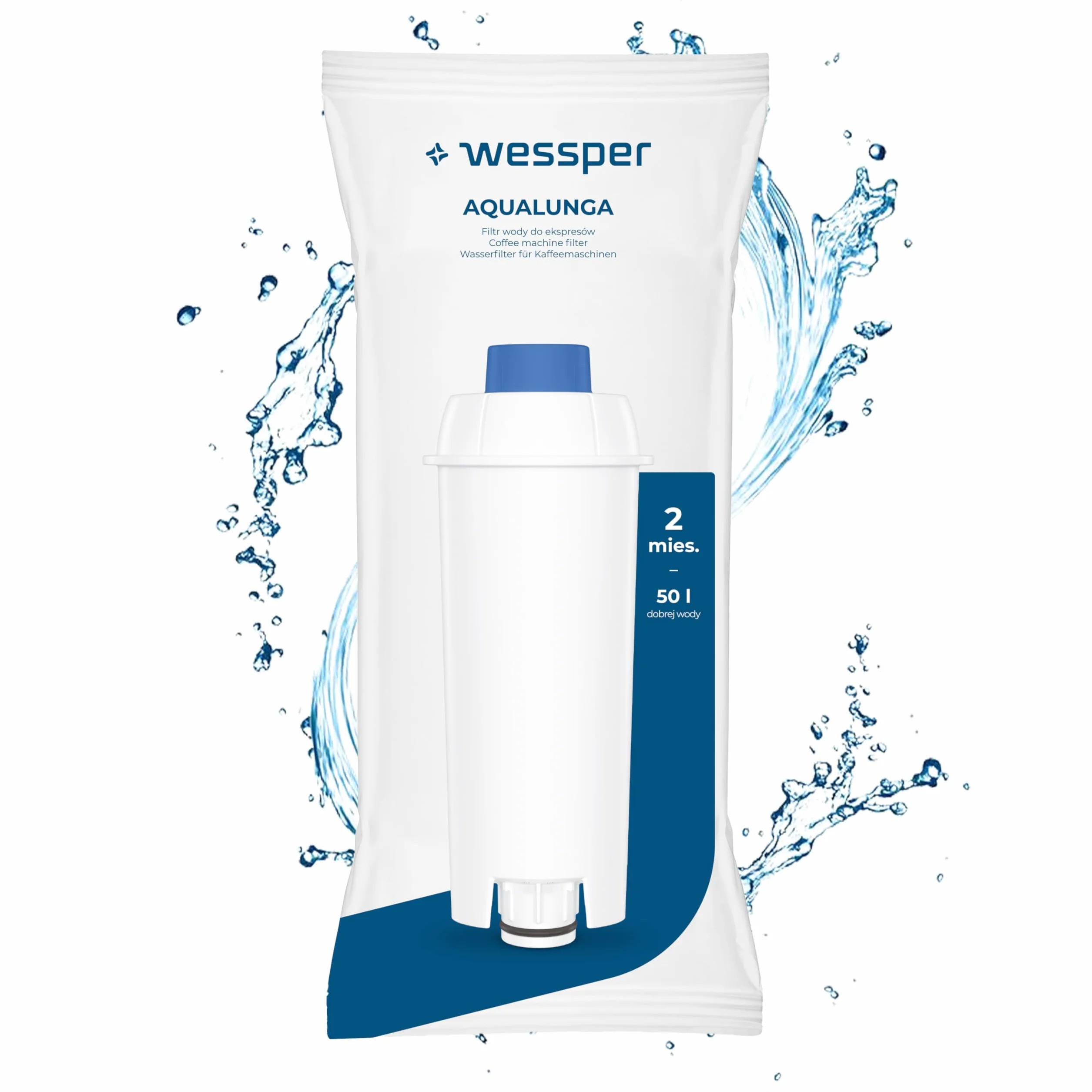 Wessper zamiennik filtra ekspresu do kawy DeLonghi DLSC002 z węglem aktywnym, kompatybilny z De'Longhi ECAM, Esam, ETAM, BCO, EC, 10 sztuk