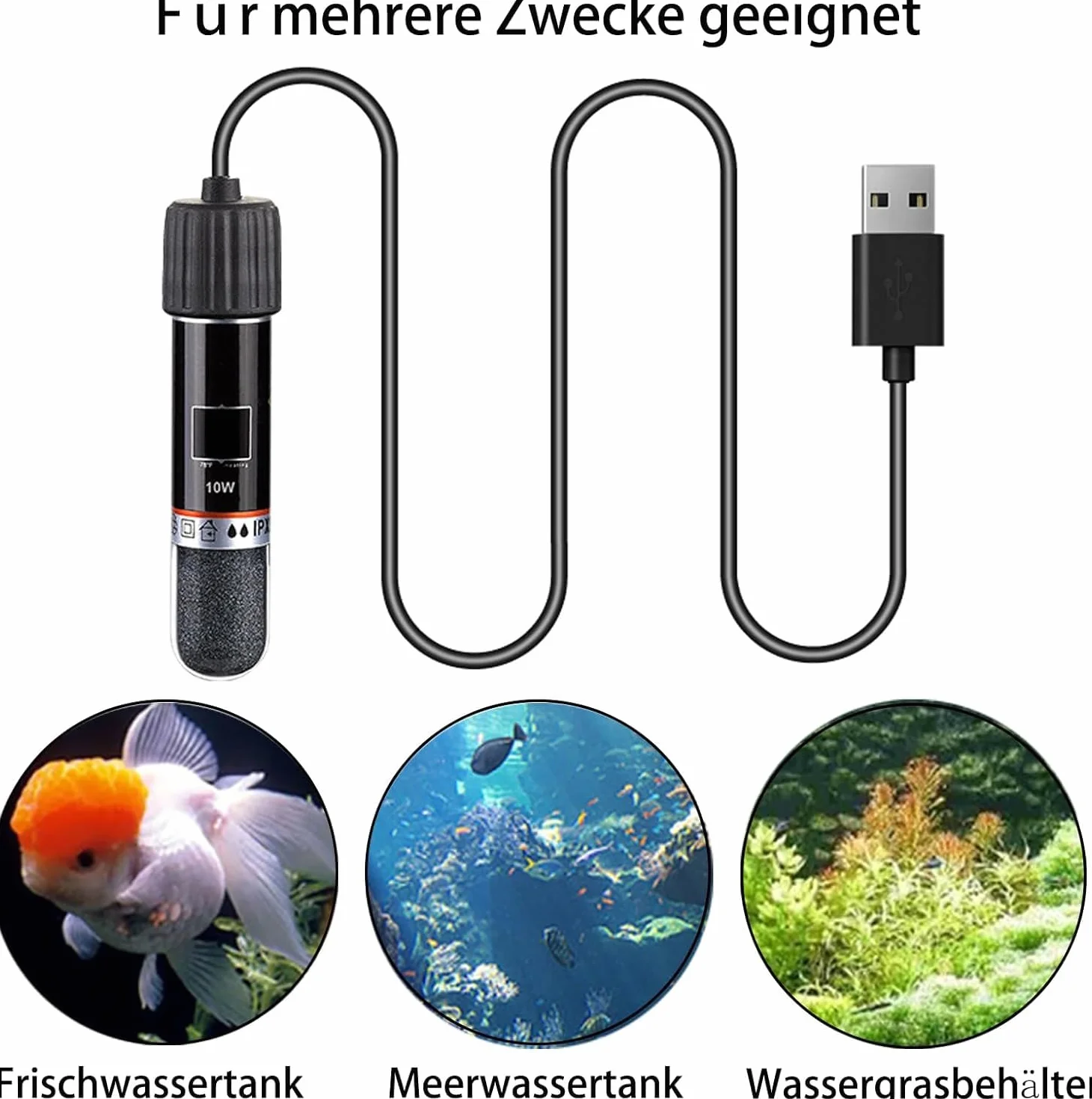 GERUI 2SZT. USB Grzejnik do Akwarium 10 W Mini Grzejka do Akwarium z Termostatem, Termostat Grzejnik do Akwarium dla Żółwi dla Małych Akwariów na Słodką i Słoną Wodę