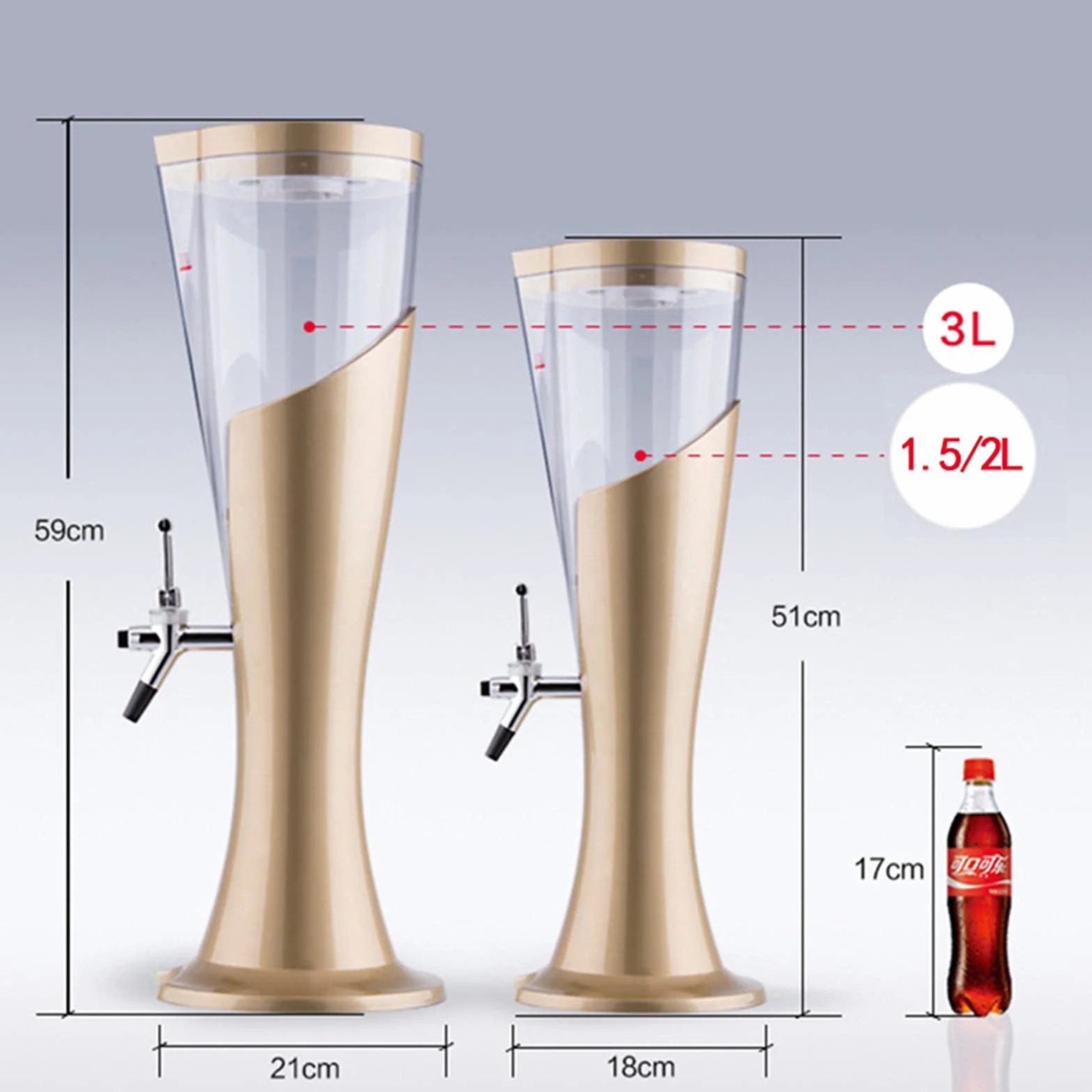 Wieża Piwa, Dozownik napojów Beer Tower z rurką do utrzymywania zimnych napojów, idealna na imprezy i gry, akcesoria do baru domowego,4,2.0L