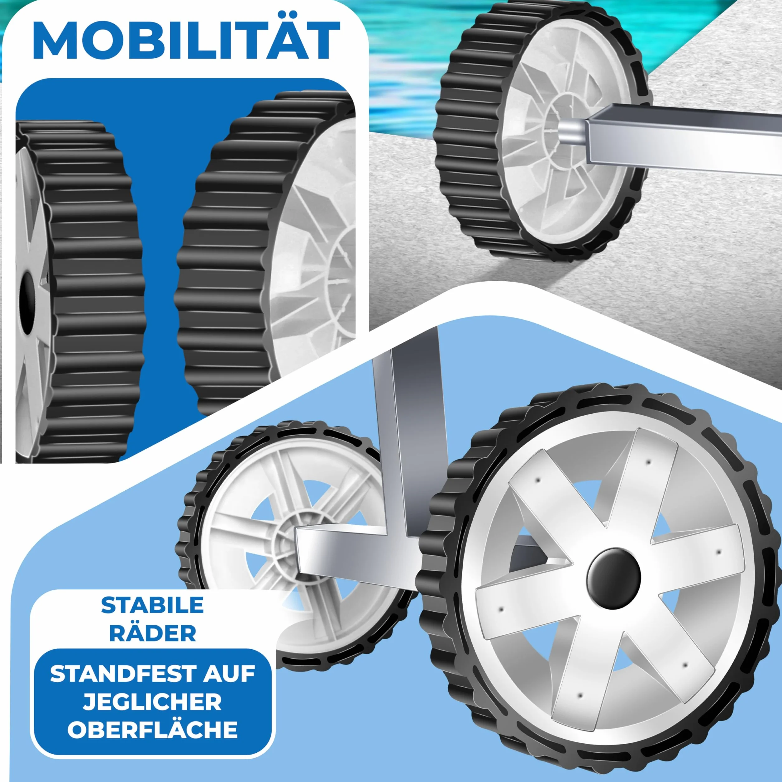 KESSER® Pool Premium system zwijania 3 m – 5,70 m | z kółkami | do plandeki solarnej | mobilne urządzenie do zwijania plandeki basenowej i pokrywy | w zestawie taśmy, rękawice i szczotka | materiał