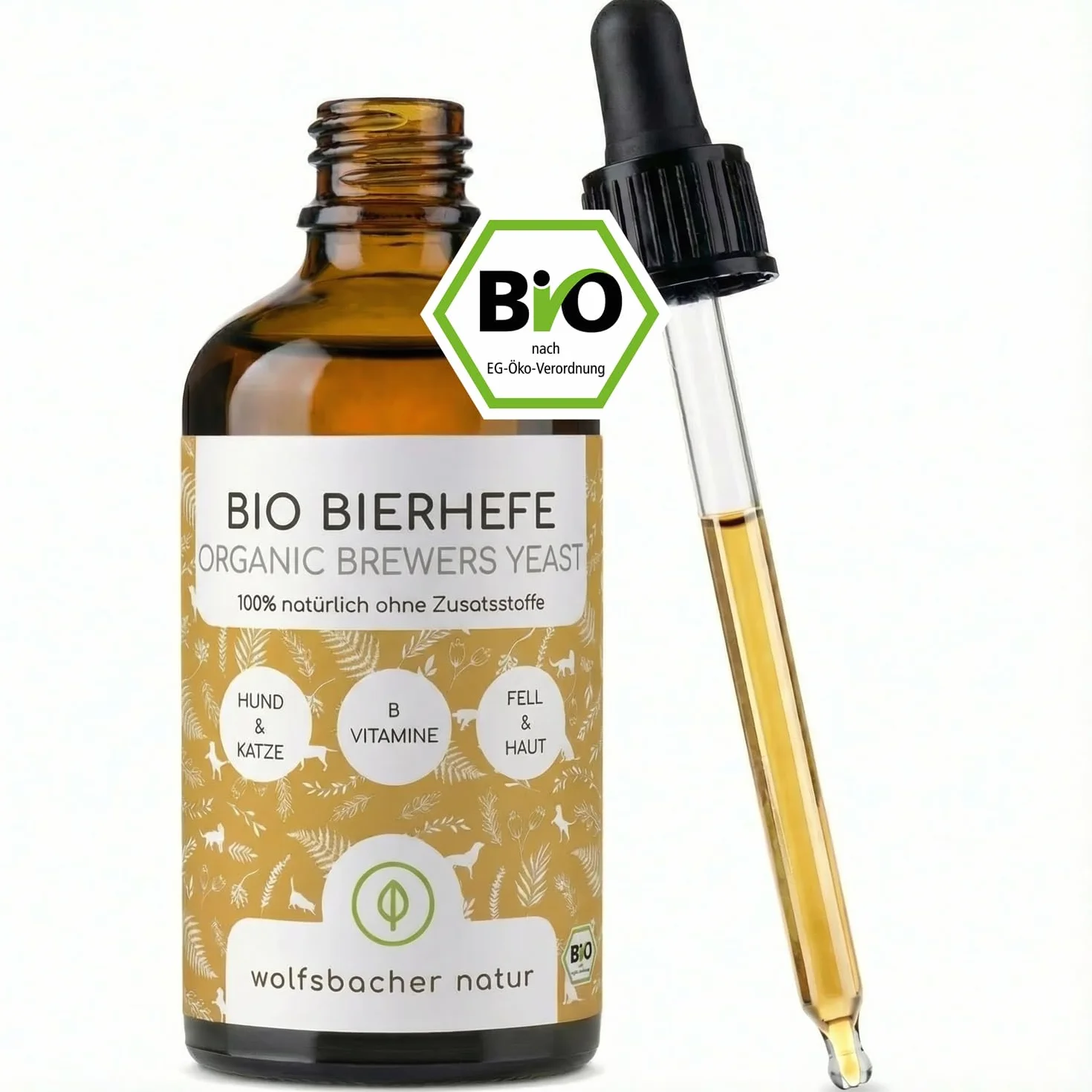 Organiczne drożdże piwne dla psów i kotów 100ml płynne suplement z witaminą B DE-ÖKO-060