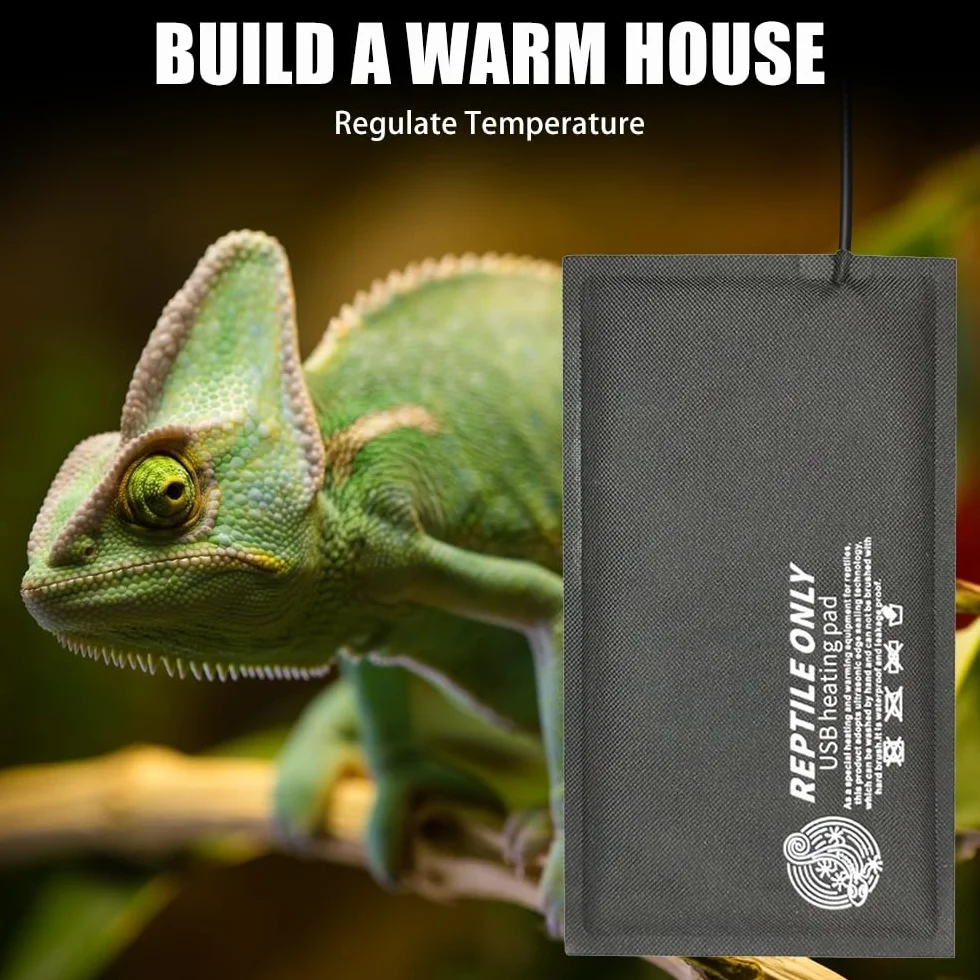 DONGKER Mata grzewcza dla gadów, USB 5 V, mata grzewcza, do terrarium, temperatura terrarium, płazy, mata dla zwierząt domowych, mata do terrarium węży, jaszczurek, żab