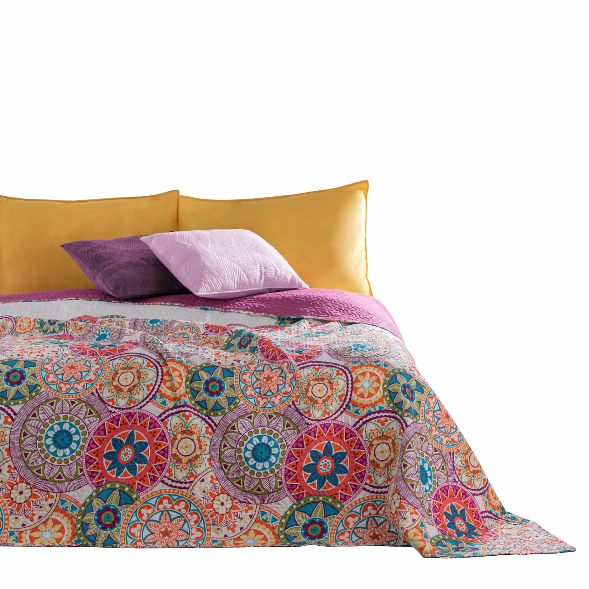 DecoKing 12222 Dwustronna narzuta na łóżko 200 x 220 cm różowy fioletowy biały ciemny antracyt kolorowa Bibi
