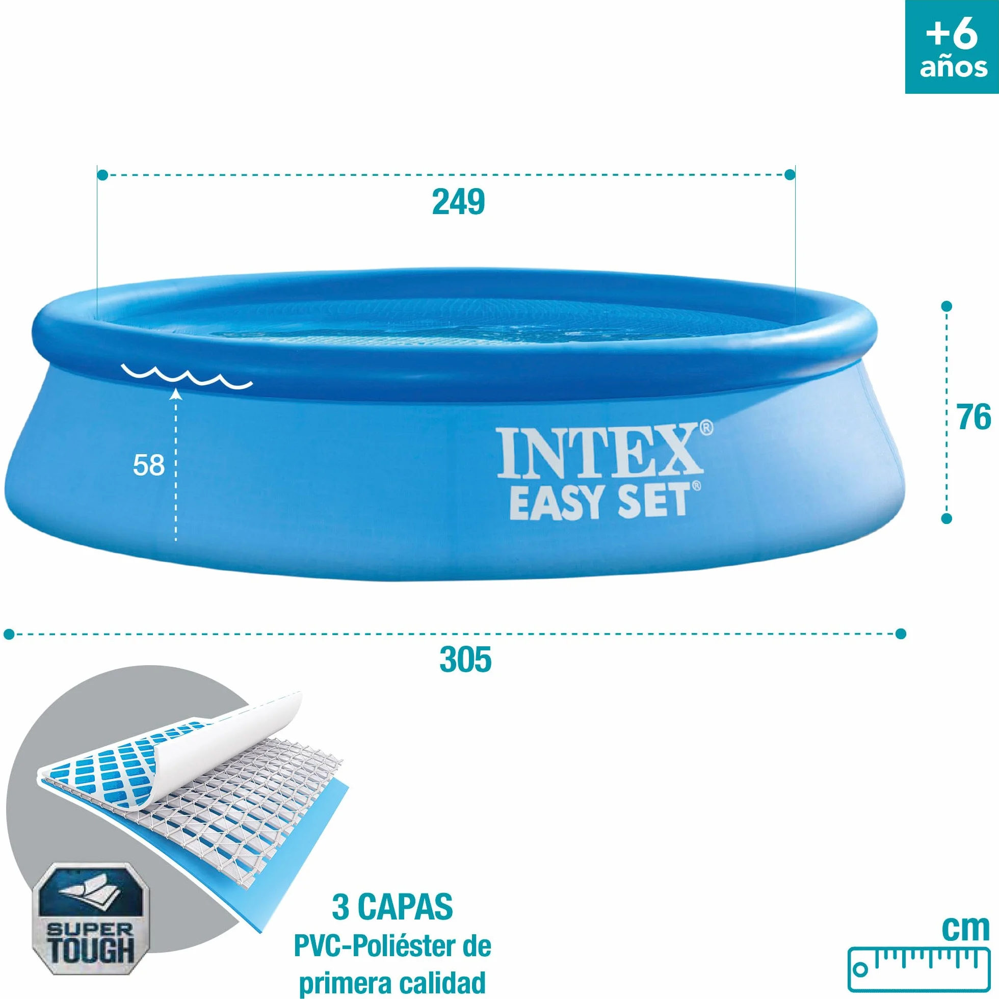Intex Easy Set Basen Ogrodowy, 3900, Niebieski, Ø 305 x 76 cm