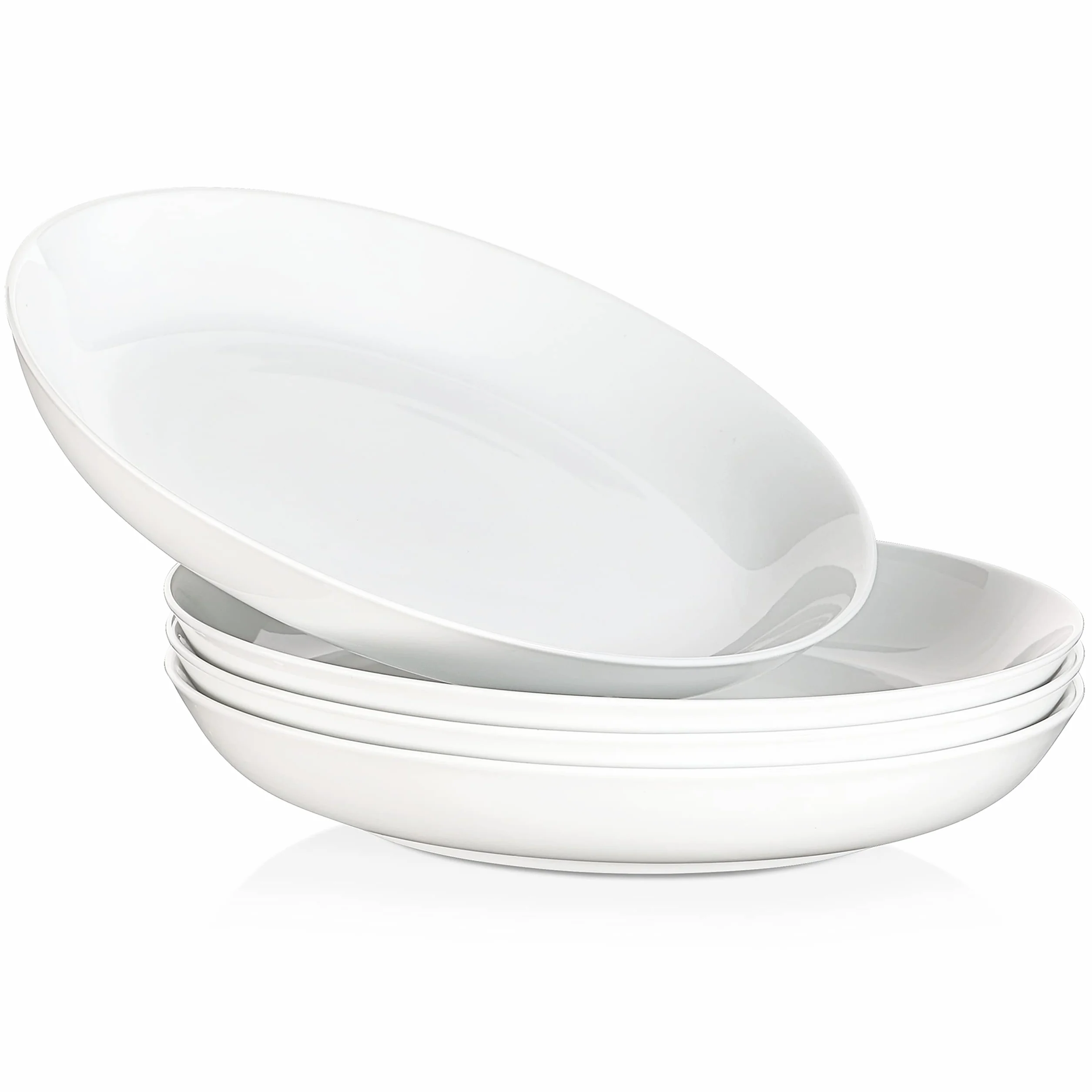 MALACASA Seria Regular, 1300 ml Porcelanowe talerze do makaronu, puste naczynia, 4 sztuki, zestaw misek do sałatek, biały