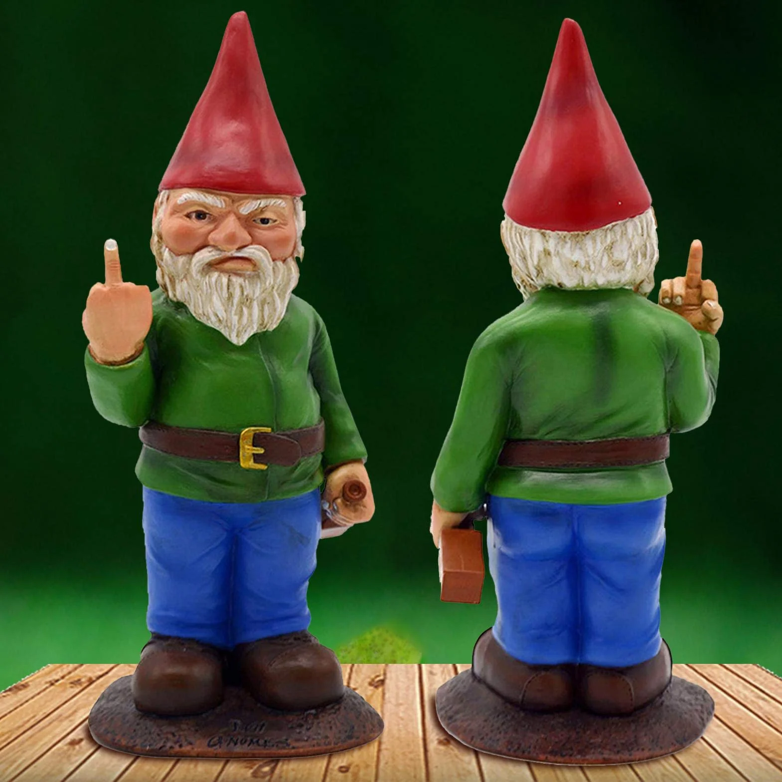 15 cm krasnal ogrodowy statuetka ornament – The Go Away Gnomen – zabawne ozdoby na trawnik, dekoracja wewnętrzna lub zewnętrzna