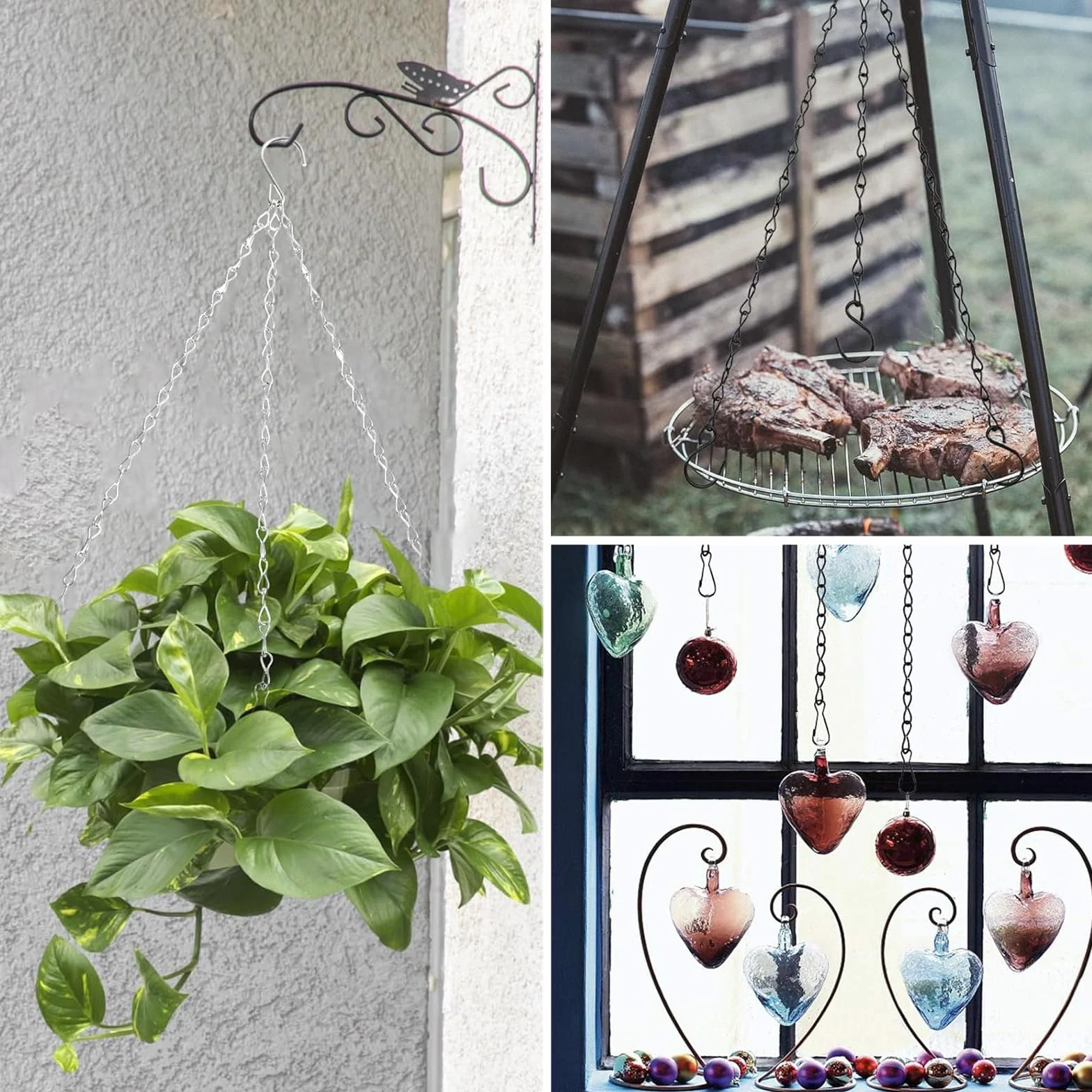 ACONDE 6 sztuk łańcuchów do kwietników, 50 cm metalowy łańcuch do zawieszenia, wiszący łańcuch do roślin, do zawieszenia doniczki, wiszącej rośliny, doniczki, ptaków, latarni, tablicy reklamowej, do