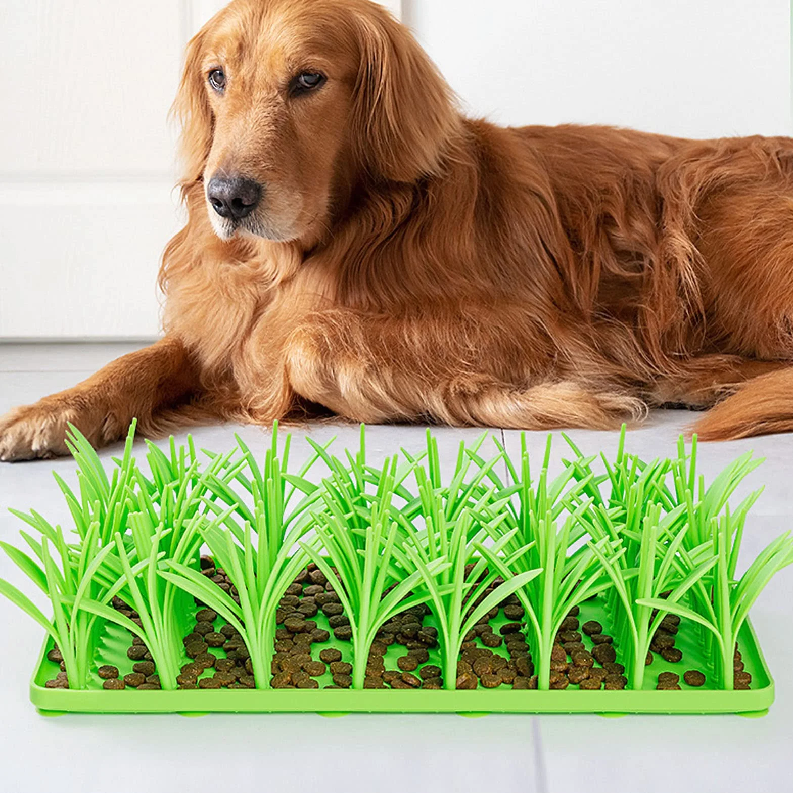 Mata do Wąchania Psa, Silikonowa Zielona Trawa Psy Mata Węchowa Puppy Sniffing Pad Narzędzie do Karmienia Zwierząt Domowych do Szkolenia Psów Kotów