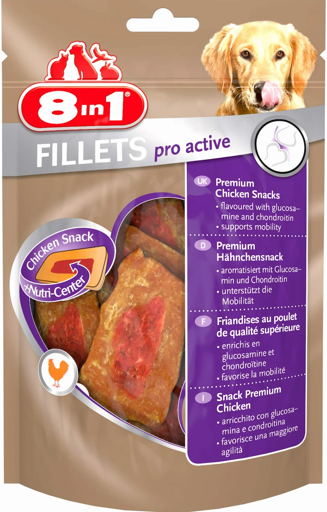 8In1 Fillets Pro Active Smakołyki dla Psów, Kurczak, 80 g