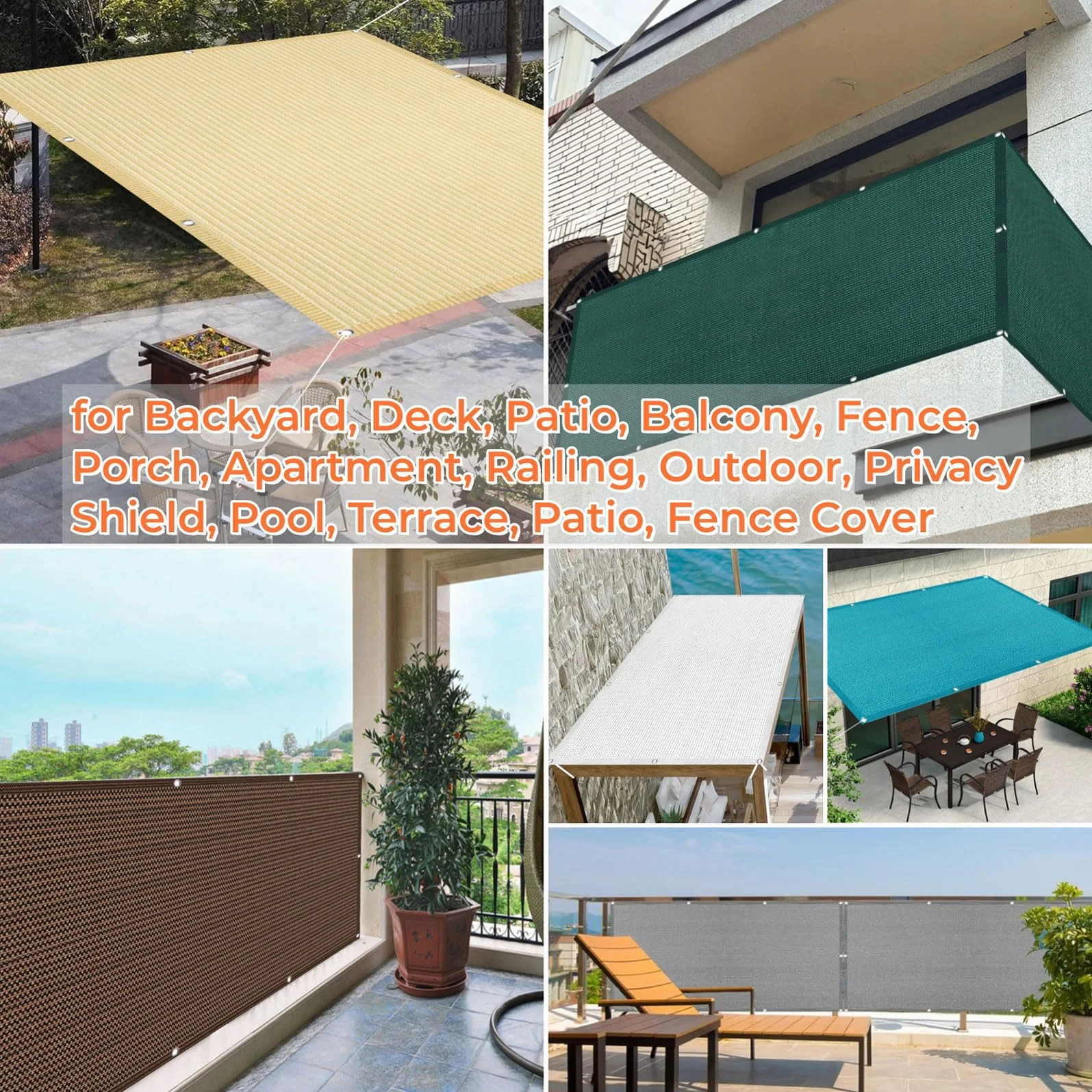 Siatka Ochronna Na Balkon 100 x 100 cm Ochrona Przed Promieniowaniem UV Ogrodzenie Ochronne Na Patio Zabezpieczająca Przed Podglądaniem Na Balkon, Balustradę, Jasny szary