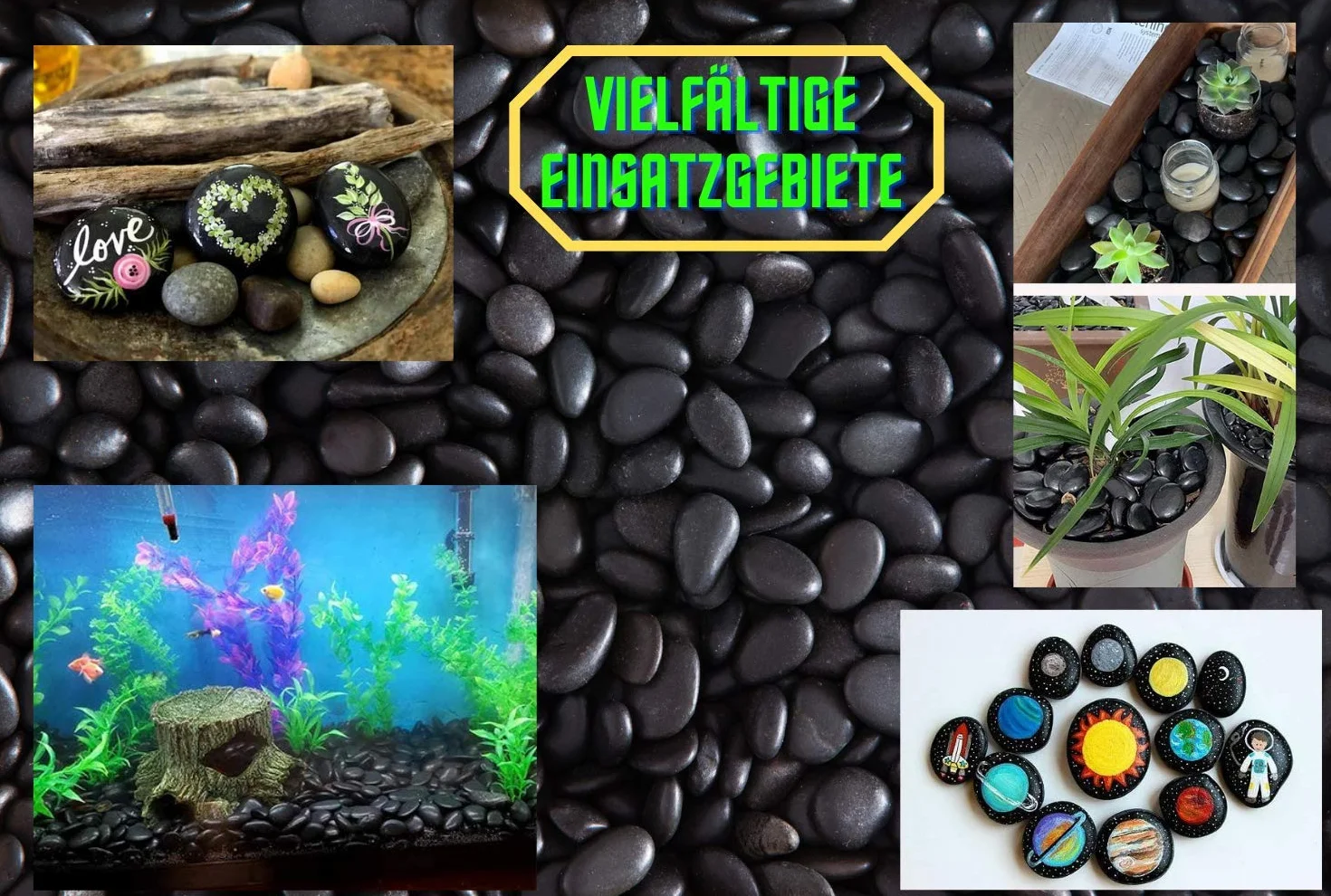 Kamienie dekoracyjne akwarium czarne żwir 20-40 mm 950 g