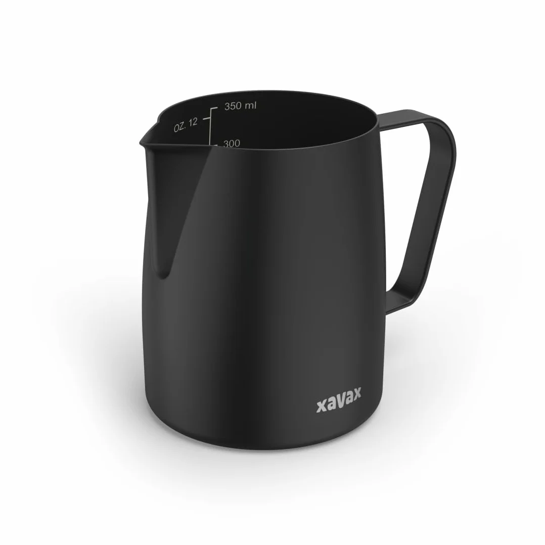 Xavax dzbanek do mleka 350 ml (do spieniania, ze stali nierdzewnej, do zmywarki, naczynie, do kawy) czarny