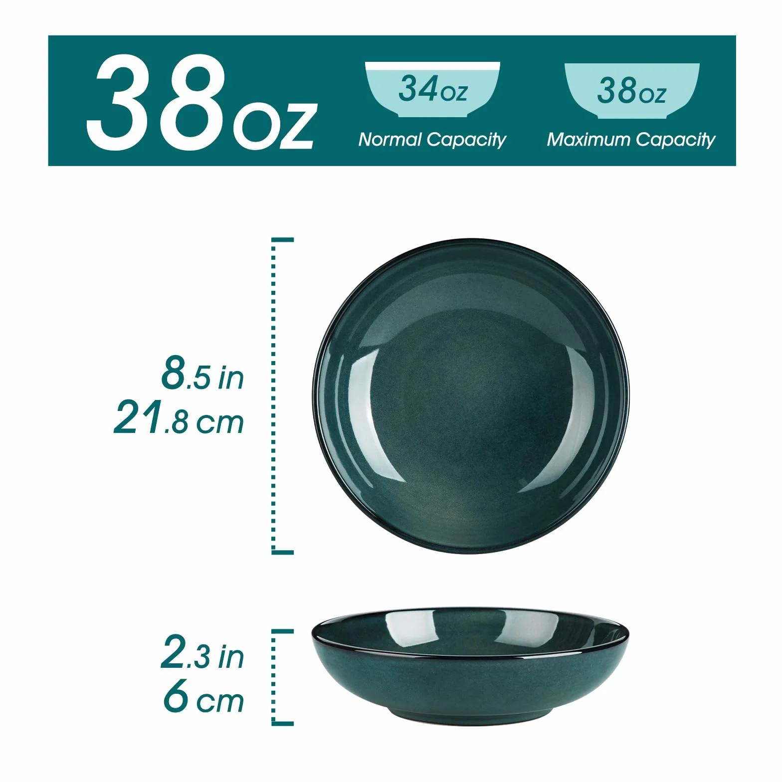 vancasso Stern 1100 ml, zestaw ceramicznych misek do makaronu, duże miski sałatkowe do serwowania, miseczki do zupy bezpieczne dla mikrofalówki, zestaw 4, zielone miseczki z kamionki