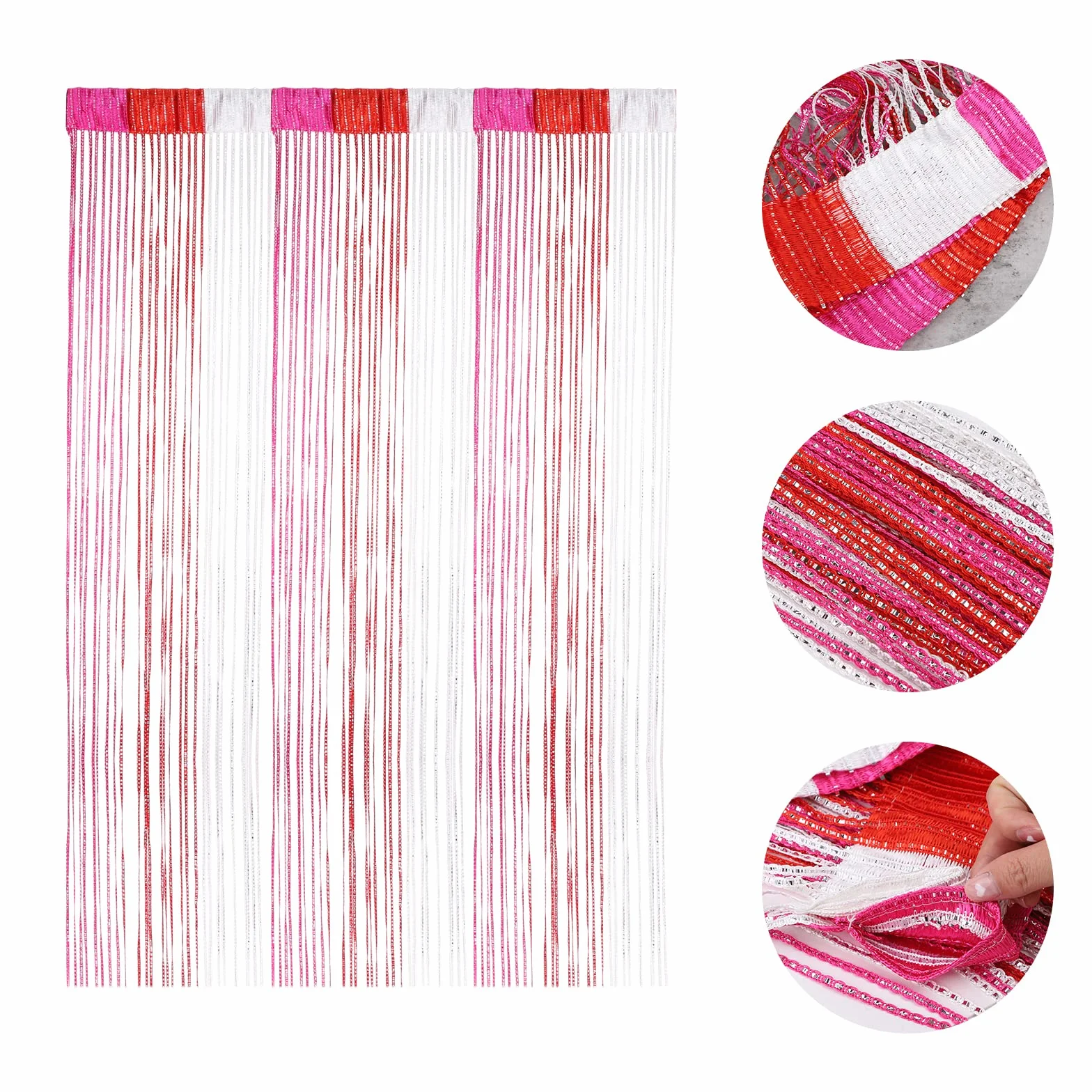 Vidillo Zasłona sznurkowa, brokatowa, biała, 100 x 200 cm, zasłona ścienna, dekoracja okna wystawowego, dekoracyjna zasłona działowa, ochrona przed owadami, na wesele, do kawiarni, restauracji