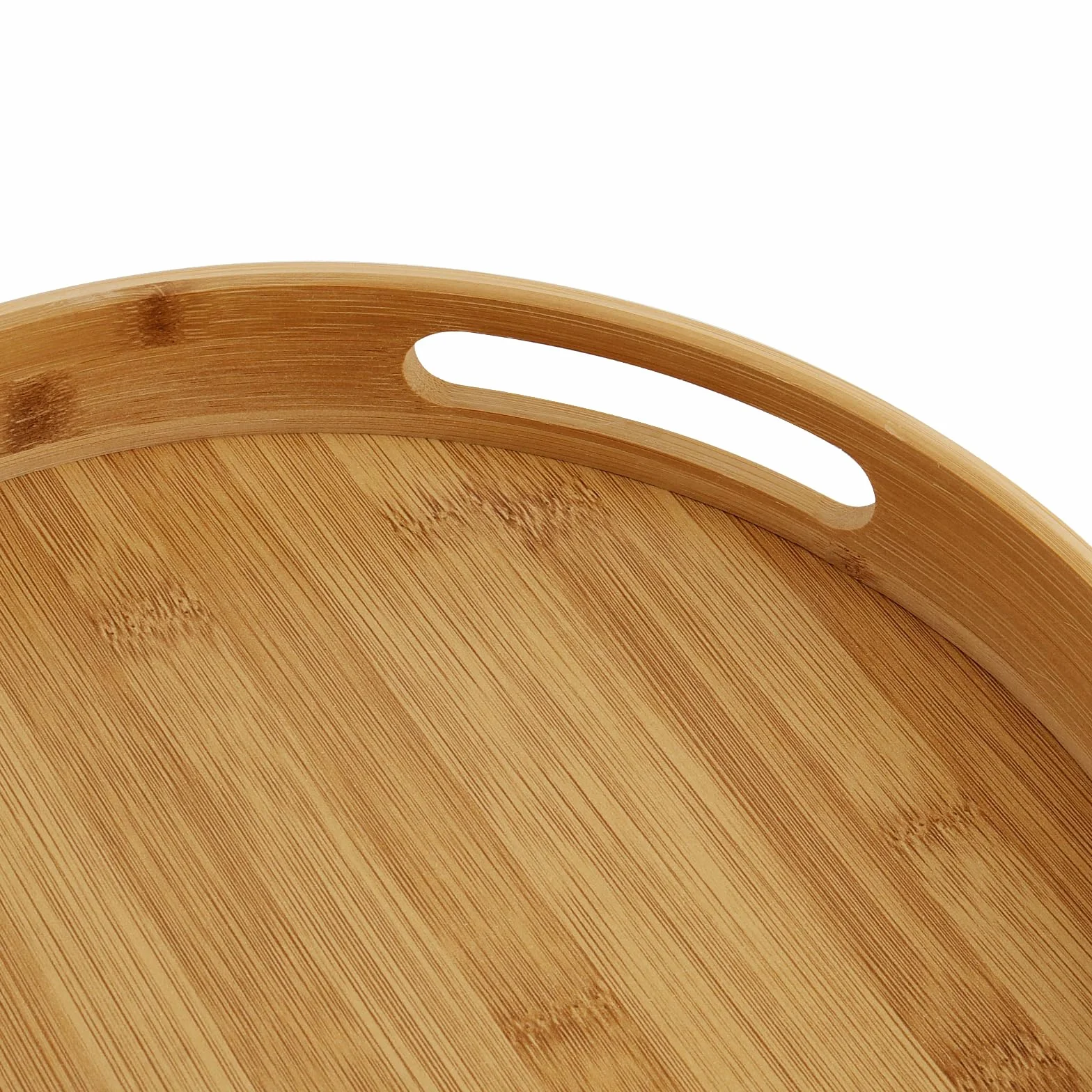 Bambusowa taca okrągła 30 cm średnicy 5 cm grubości, bambusowa taca do serwowania z uchwytami, okrągła drewniana taca do serwowania, na przekąski, owoce, kawę, herbatę, wino, kolor drewna