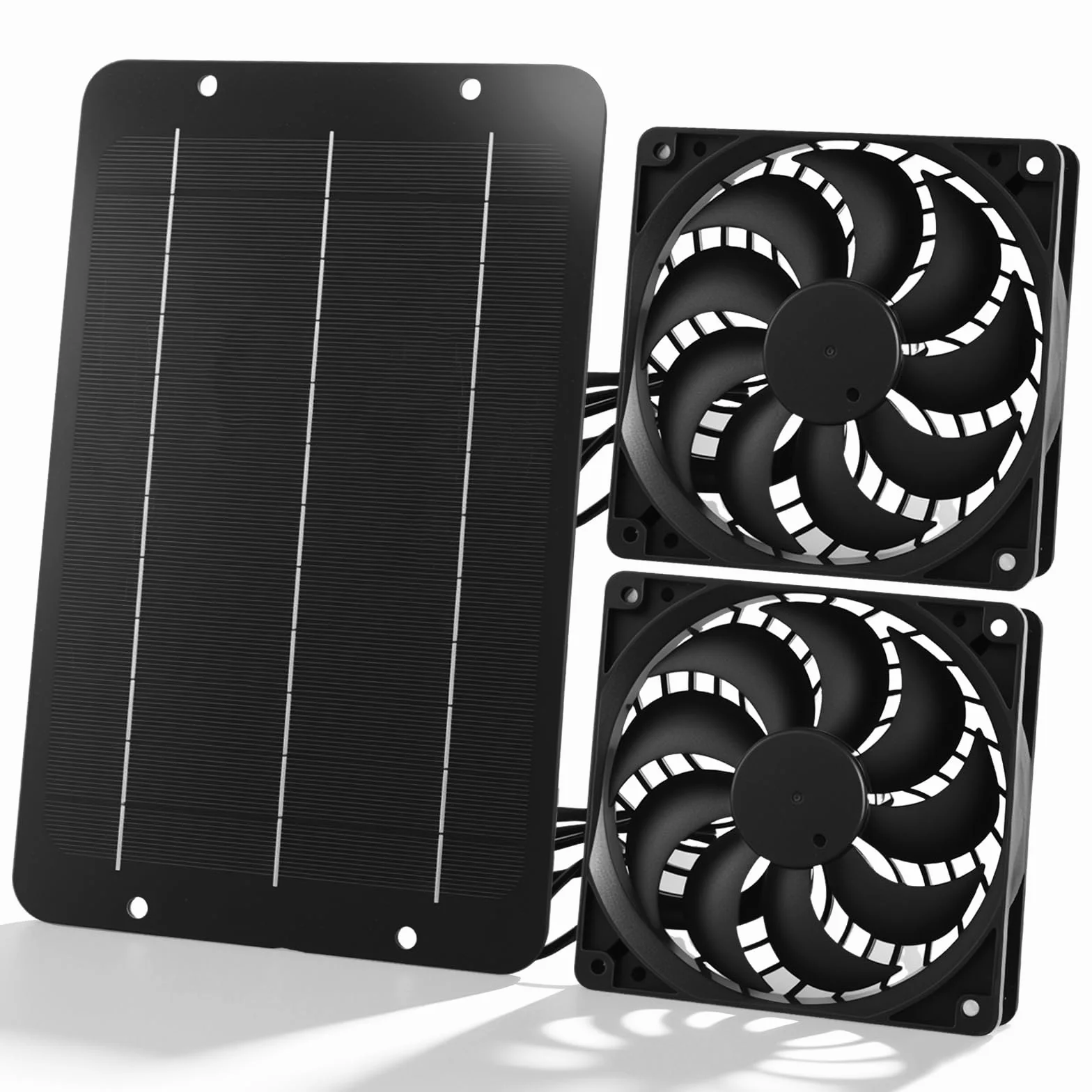 Joycabin Wentylator solarny, zestaw wentylatorów z modułem solarnym, 12 V, 10 W, podwójny wentylator wydechowy, przenośny solarny wentylator wyciągowy do szklarni, kurnika, szopy, domku dla zwierząt