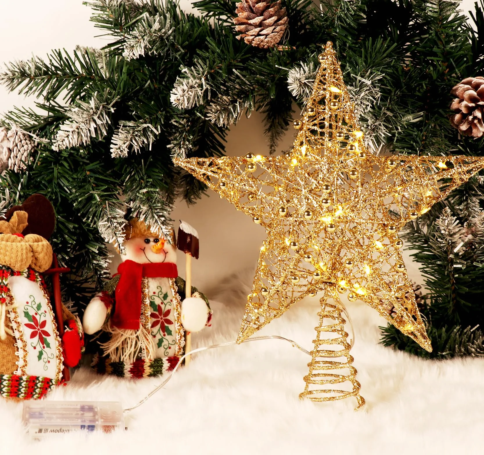 Christmas Tree Topper Star, 30 cm, złota dekoracja bożonarodzeniowa na choinkę w każdym rozmiarze, na biurko, imprezę, Święto Dziękczynienia, dekoracja wnętrz