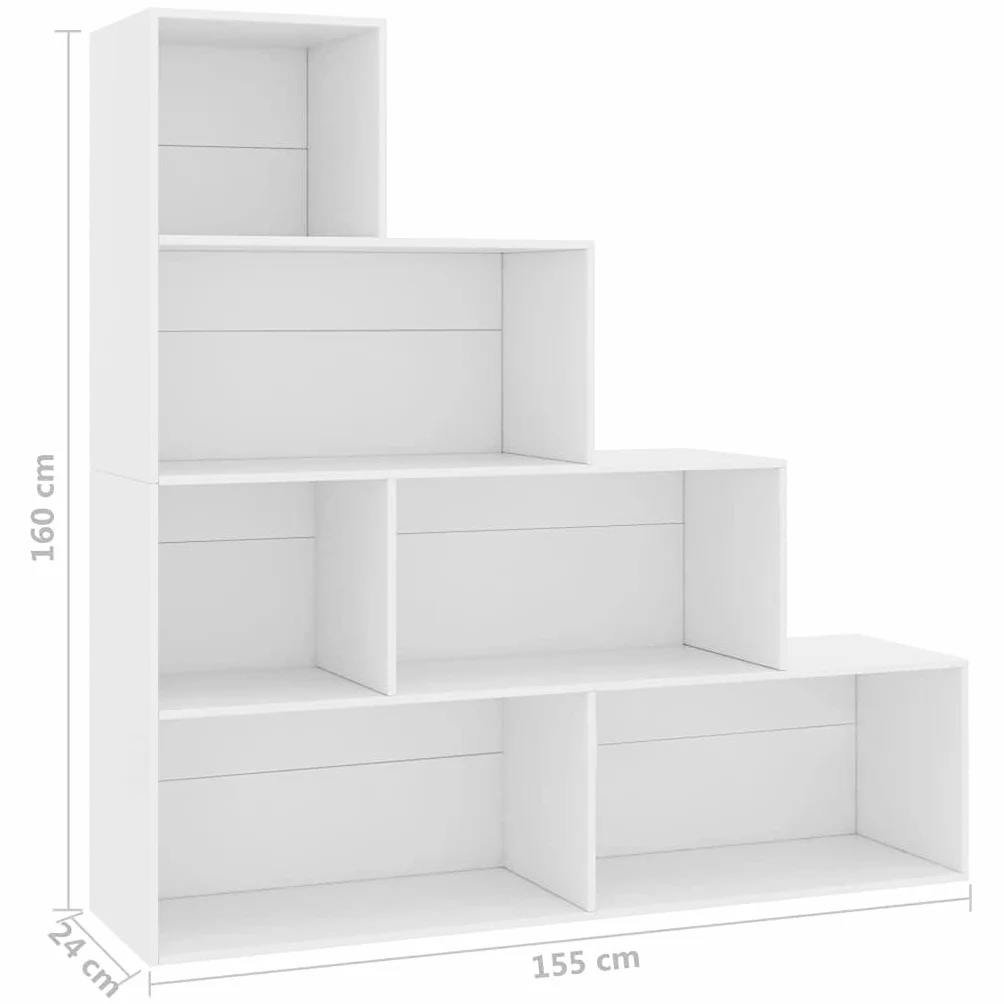 Mogou Półka/Przegroda przestrzeni, Biblioteka Estanteria, Książki z książkami, Wysokie półki, Stołówka Schody, Półki Pokój dla młodzieży, płyty wiórowej Biały 155x24x160 cm