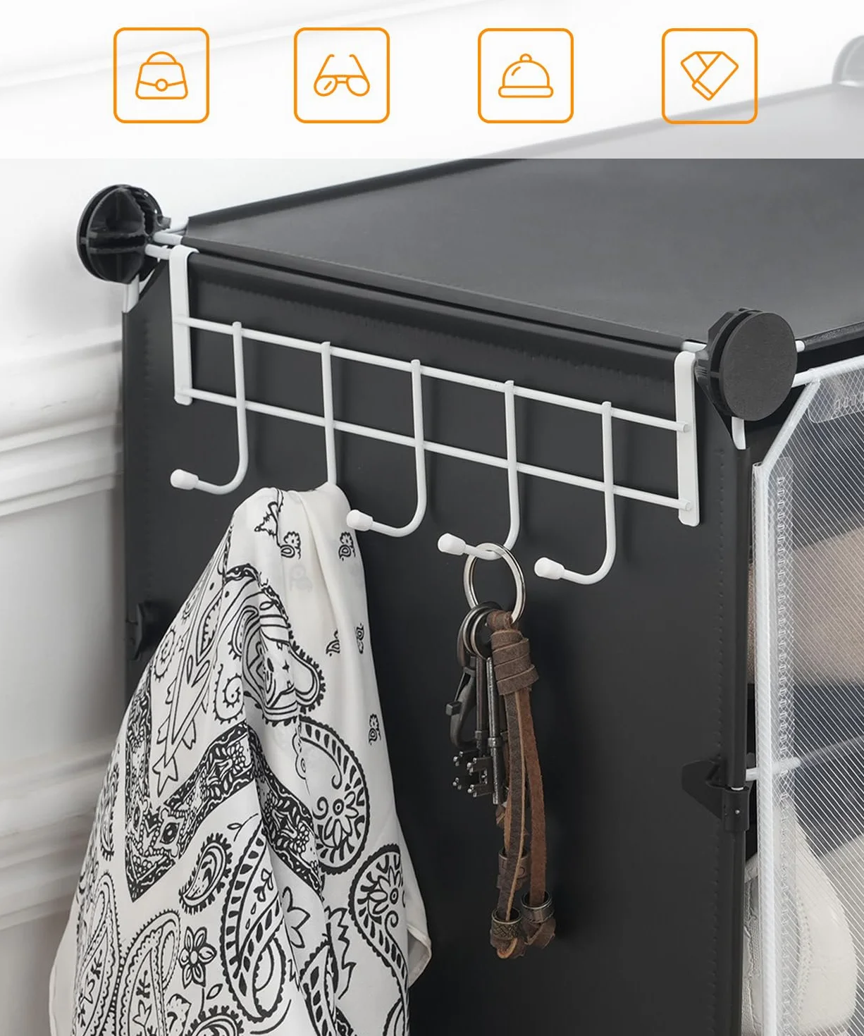HOOBRO Regał na buty z 12 przegródkami, szafka na buty na 48 par butów, 40 x 30 x 30 cm na przegródkę, wąski, z drzwiami, tworzywo sztuczne, do salonu, sypialni, korytarza, wejścia, czarny EBK38SC01G1