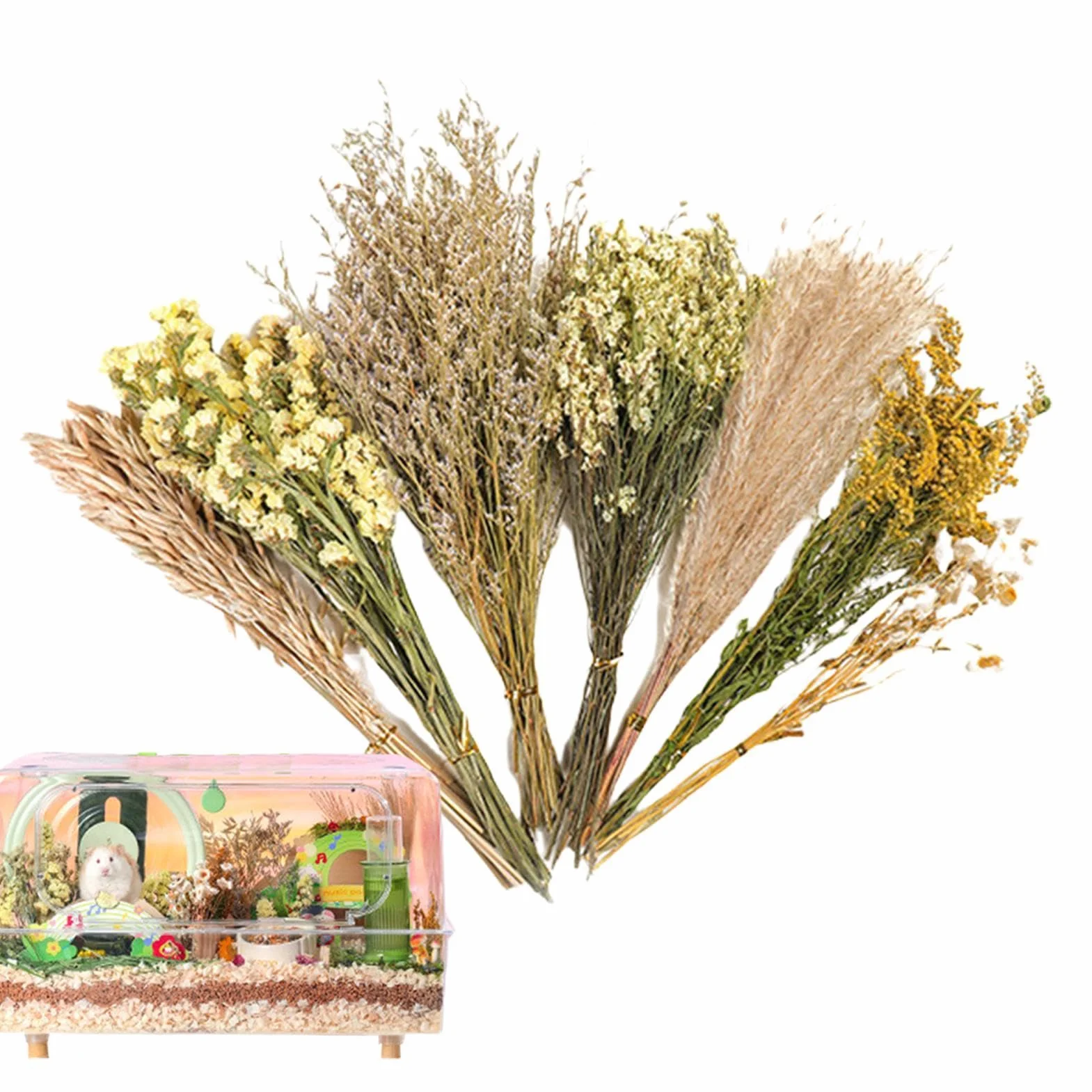 Flower Pet Bedding, Natural Hamster Bedding, Dried Flower Habitat, Comfortable Design for Gerbils & Hamsters