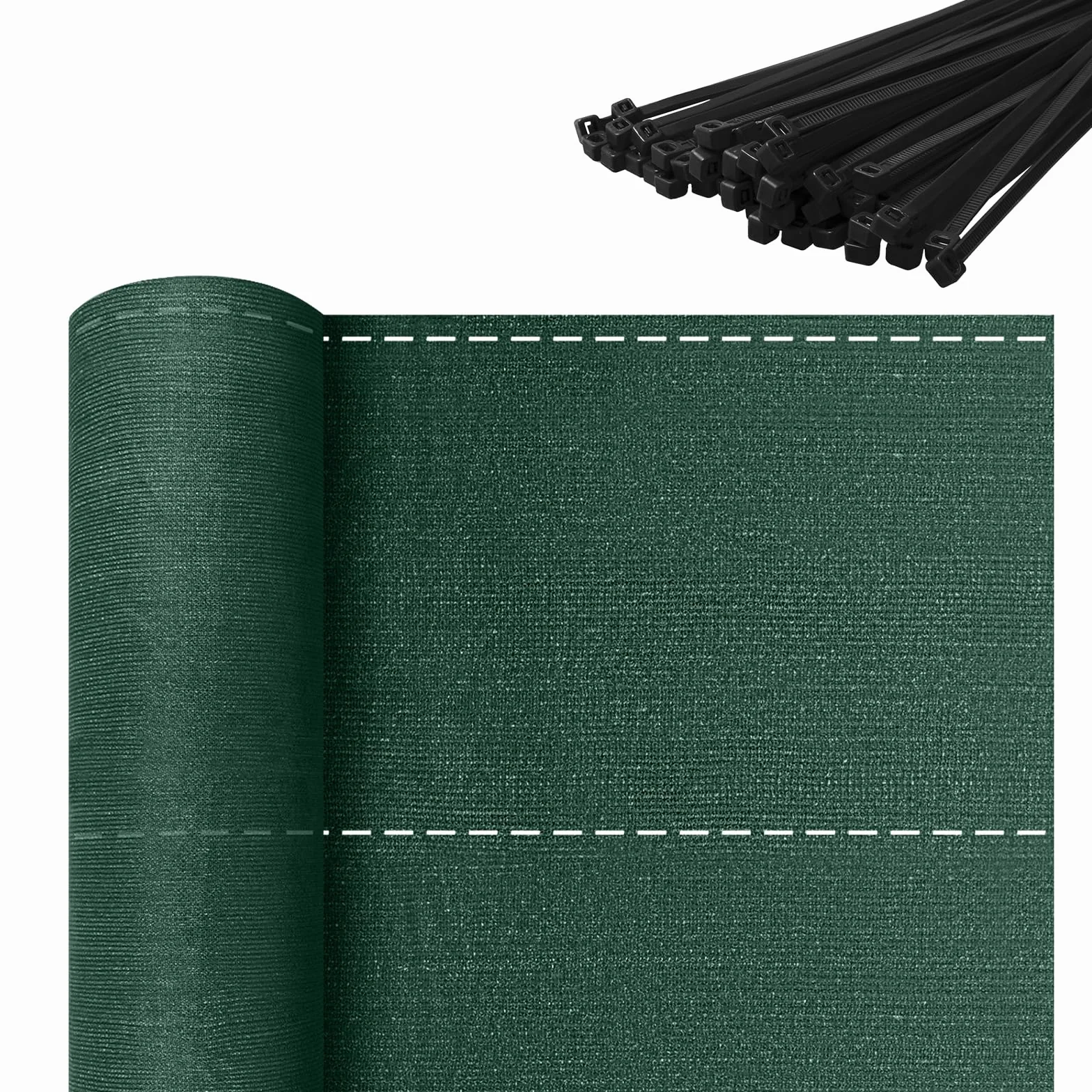 Aufun 1,5 x 10 m, ochrona przed wiatrem, osłona ogrodzenia, ochrona przed słońcem, siatka zacieniająca, osłona tenisowa z HDPE 150 g/m², tkanina zacieniająca do ogrodu, na balkon, ciemnozielona