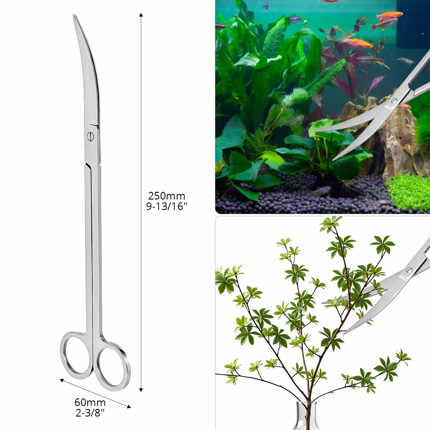 QWORK Zestaw narzędzi do akwarium Aquascape 4 w 1 ze stali nierdzewnej