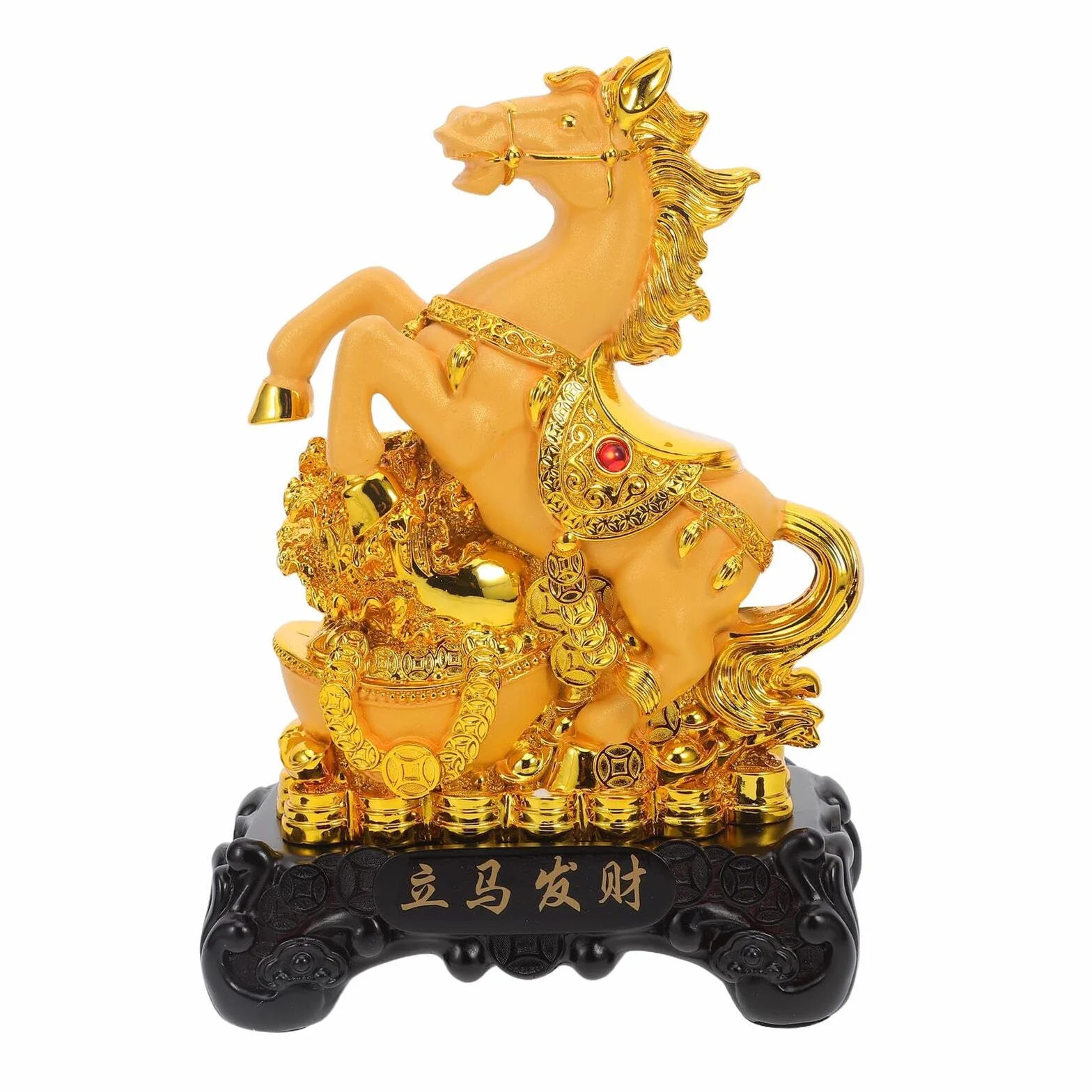 Ręcznie Malowana Figurka Konia z Żywicy Do Dekoracji Domu Kreatywna Ozdoba Feng Shui Rok Konia Statuetka Biurko i Półkę Salonie Gabinecie Symbol Bogactwa i Szczęścia