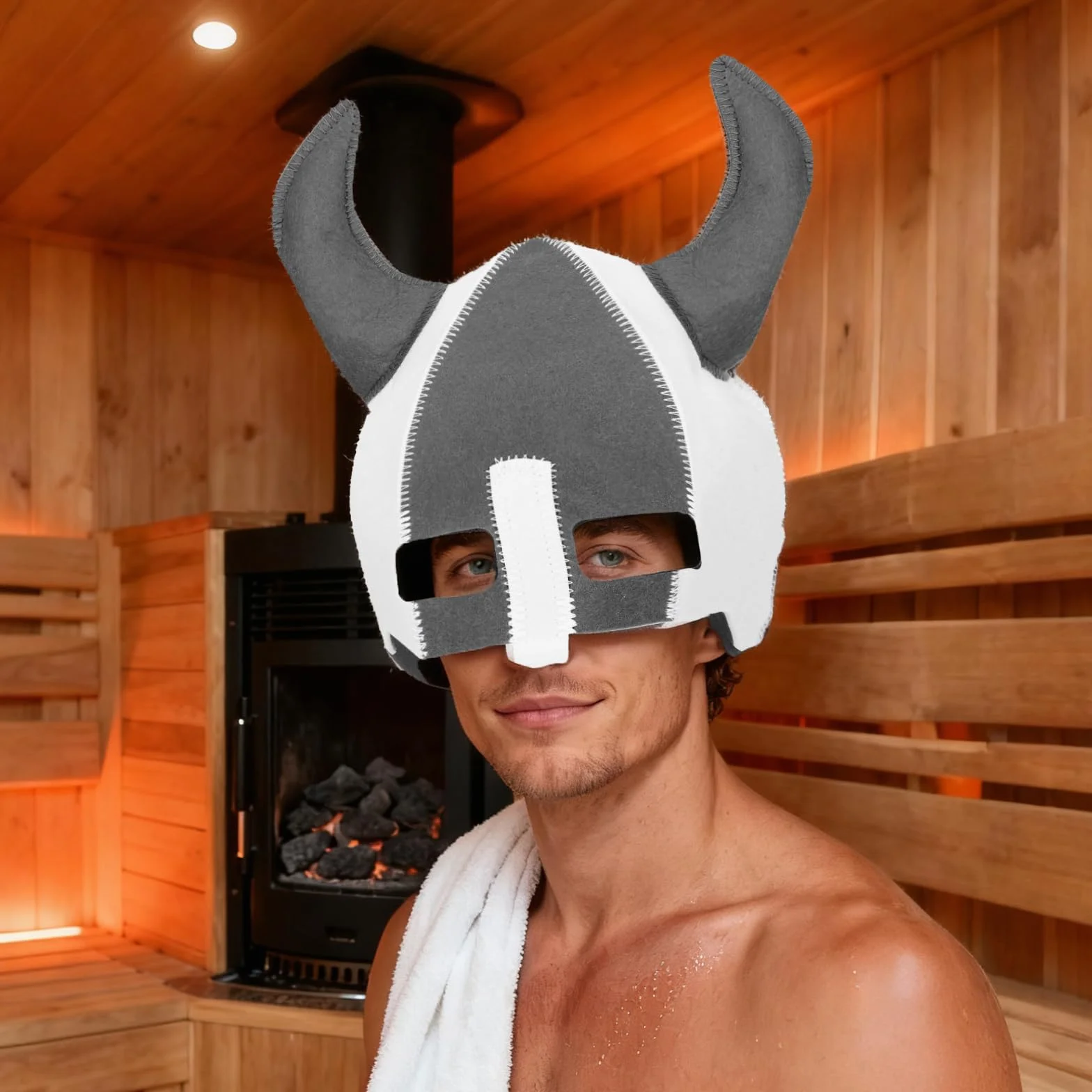 Czapka do Sauny, Ręcznie Robiona Czepek Sauny Naturalna Wełna Kapelusz Wikingów Saunas Akcesoria Kąpieli Prezenty dla Kobiet Mężczyzn Łaźnia Parowa Bania Ochrona Przed Ciepłem