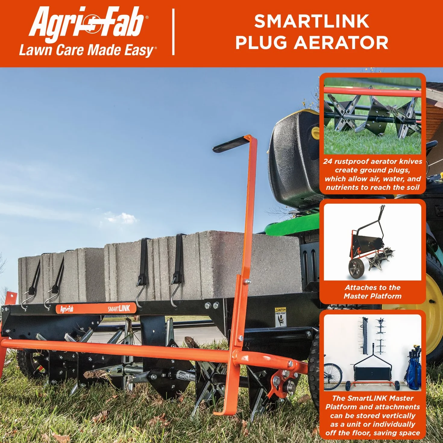 Agri-Fab AG45-0474 Aerator rdzeniowy SmartLink o szerokości roboczej 107 cm - czarny
