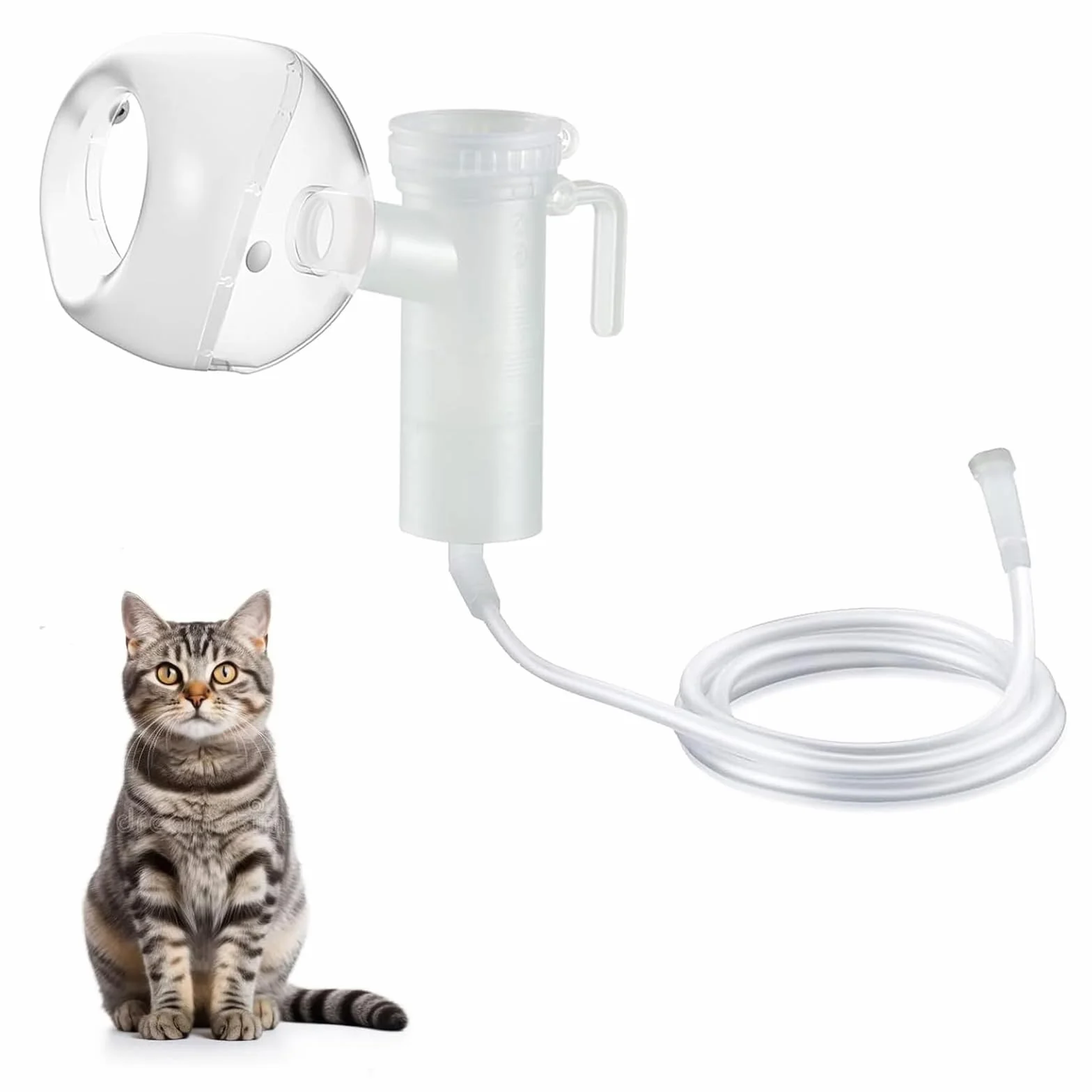 Nebulizator dla kotów i maska inhalacyjna dla kotów, biały, maska tlenowa dla kotów, szczeniąt i małych psów (S)