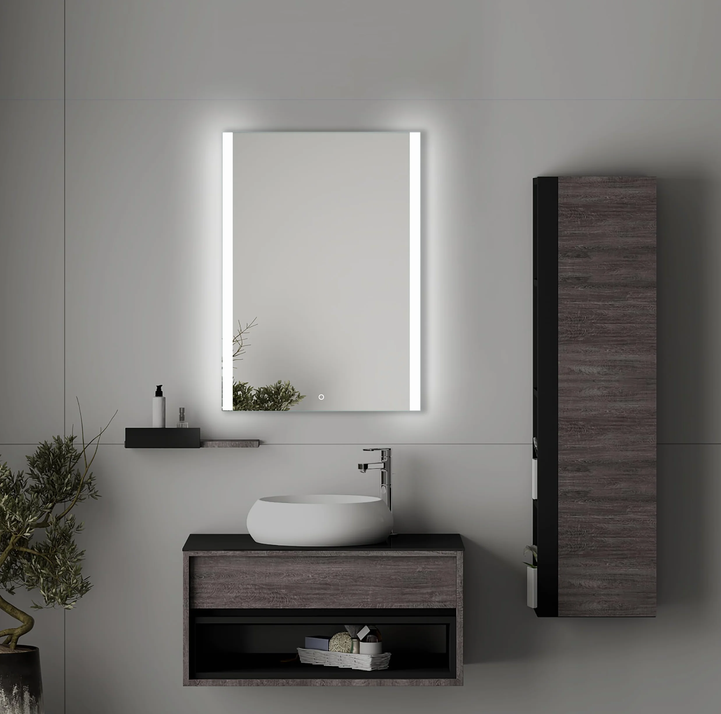 50x70 cm Prostokątne Lustro Łazienkowe z Oświetleniem LED Podświetlone Lustro z Włącznikiem Lustro Łazienkowe LED z Podświetlanymi Krawędziami Bocznymi