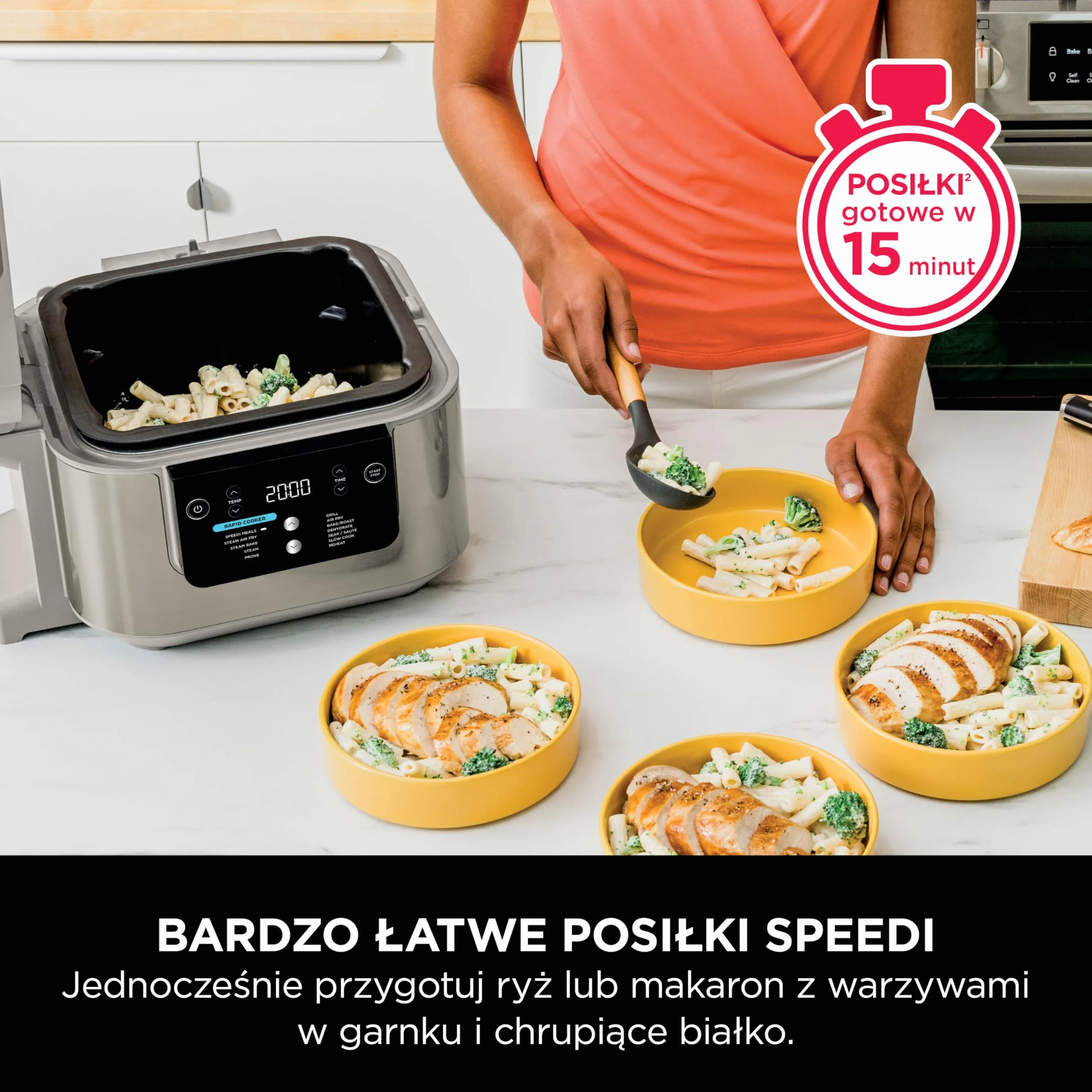 Ninja Speedi 10 w 1, frytkownica beztłuszczowa i multicooker, 5,7 l, parowar, grill, ciasta, pieczenie, smażenie, wolnowar, posiłki dla 4 osób w 15 minut, zzłoty odcień kamienia, ON500EUSTGD