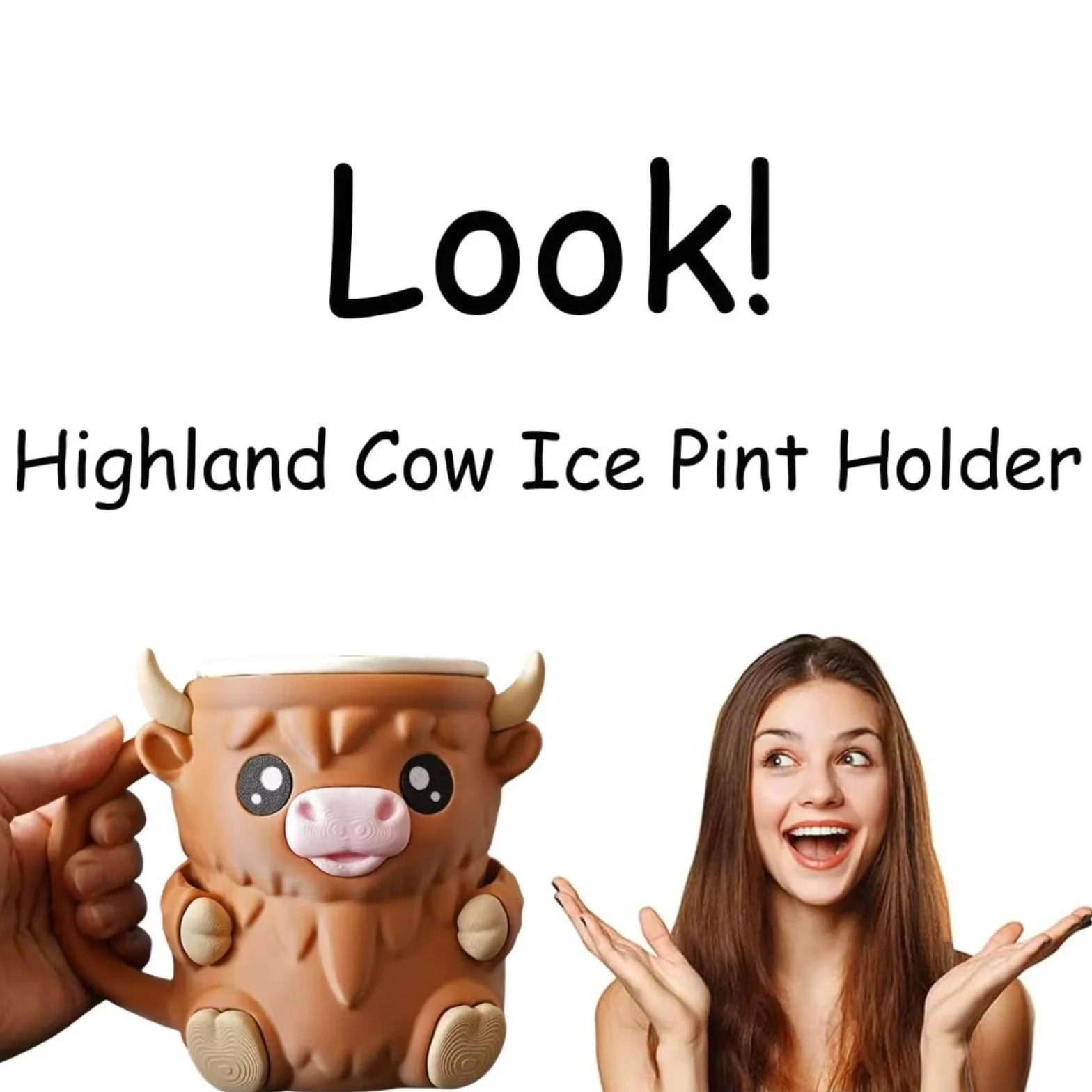 Générique Cow Ice Cream Cup Holder, krowa uchwyt na kropki do lodów z przekąską, łyżka, antypoślizgowa podstawa, antypoślizgowy uchwyt, lód przytulny rękaw